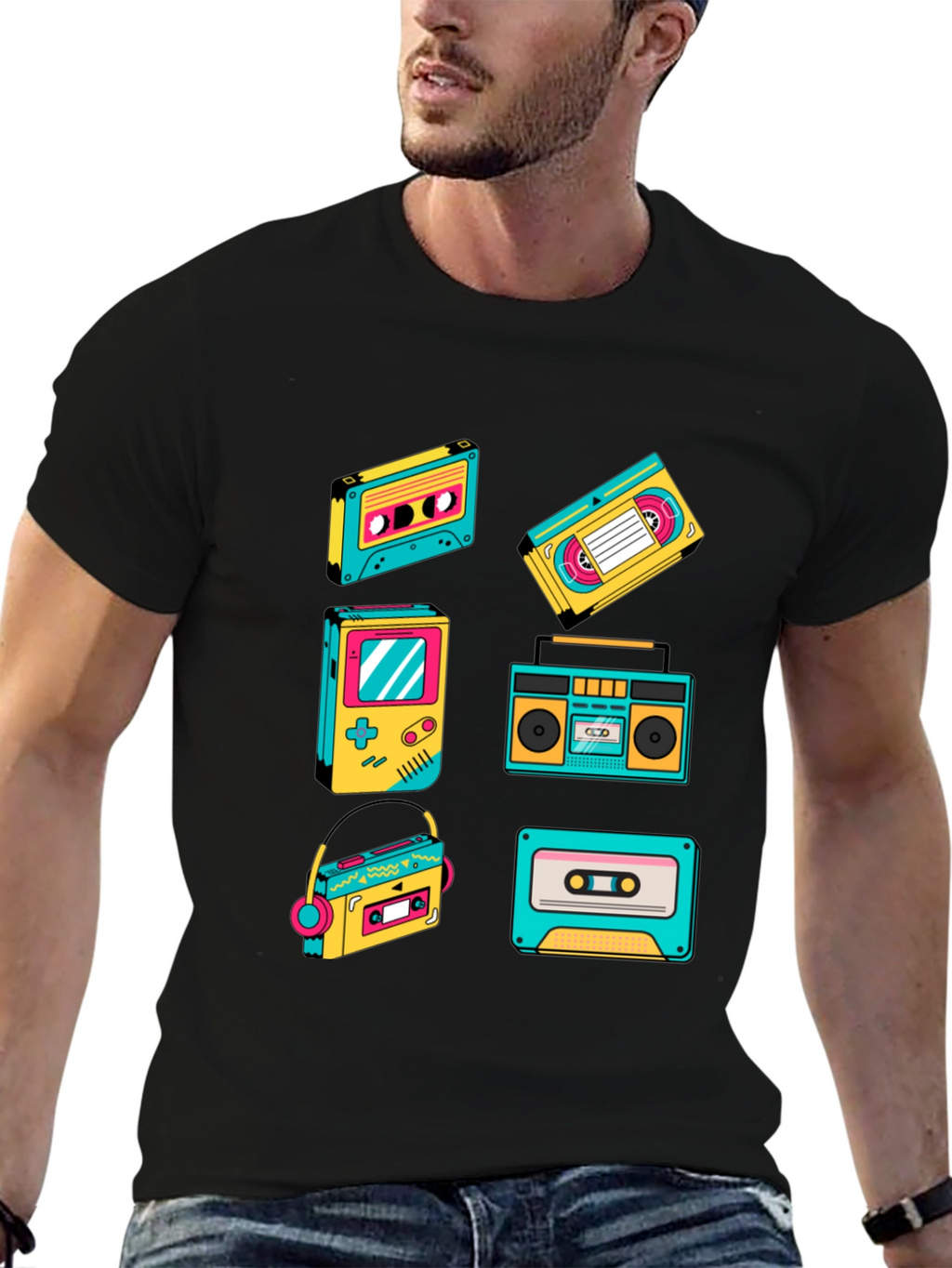 Retro 80s/90s Cassette & Game T-Shirt