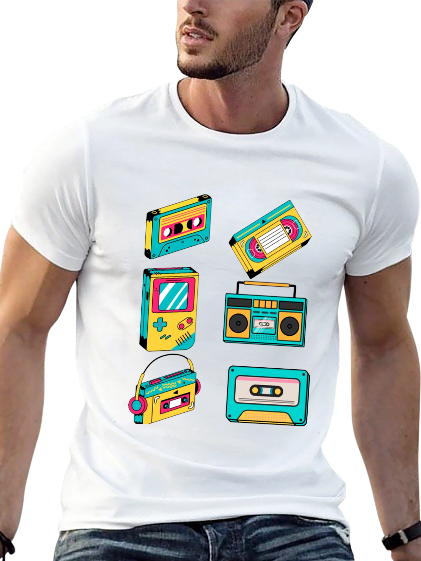 Retro 80s/90s Cassette & Game T-Shirt