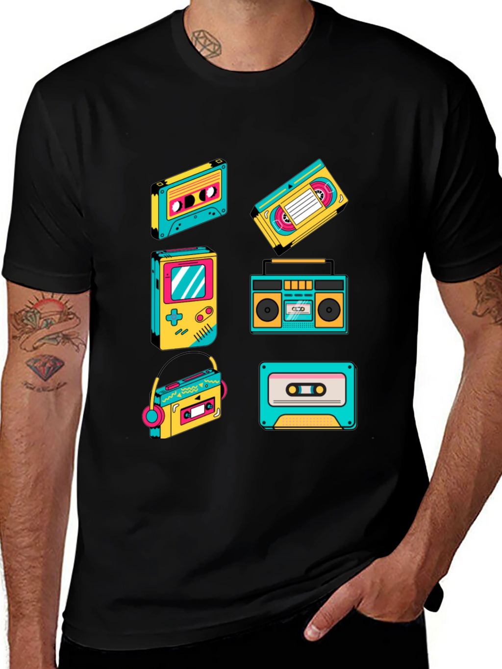 Retro 80s/90s Cassette & Game T-Shirt
