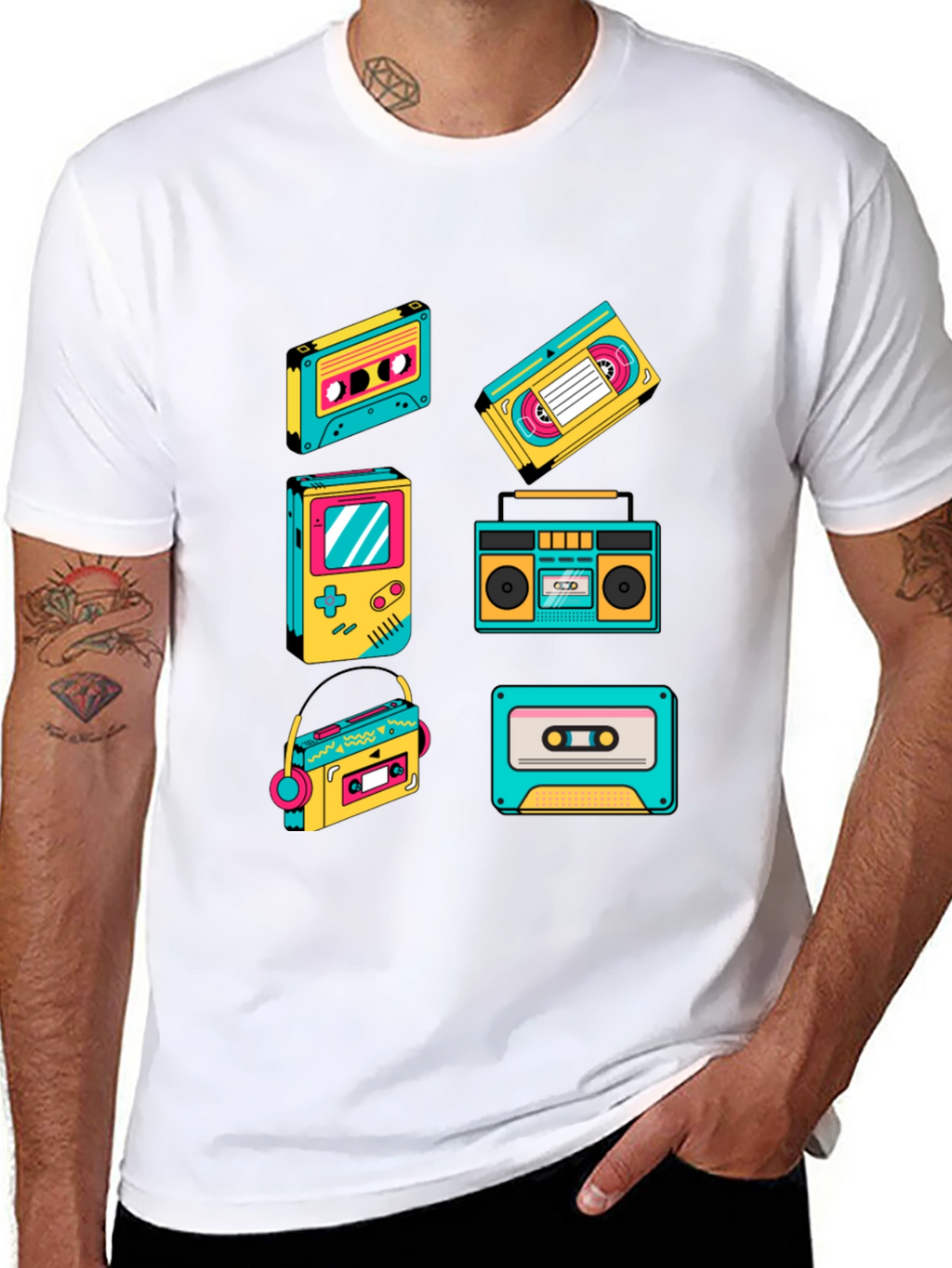 Retro 80s/90s Cassette & Game T-Shirt