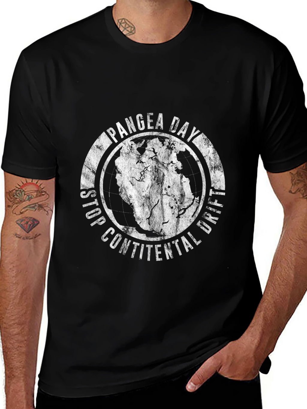 Pangea Day Black T-Shirt - Stop Continental Drift