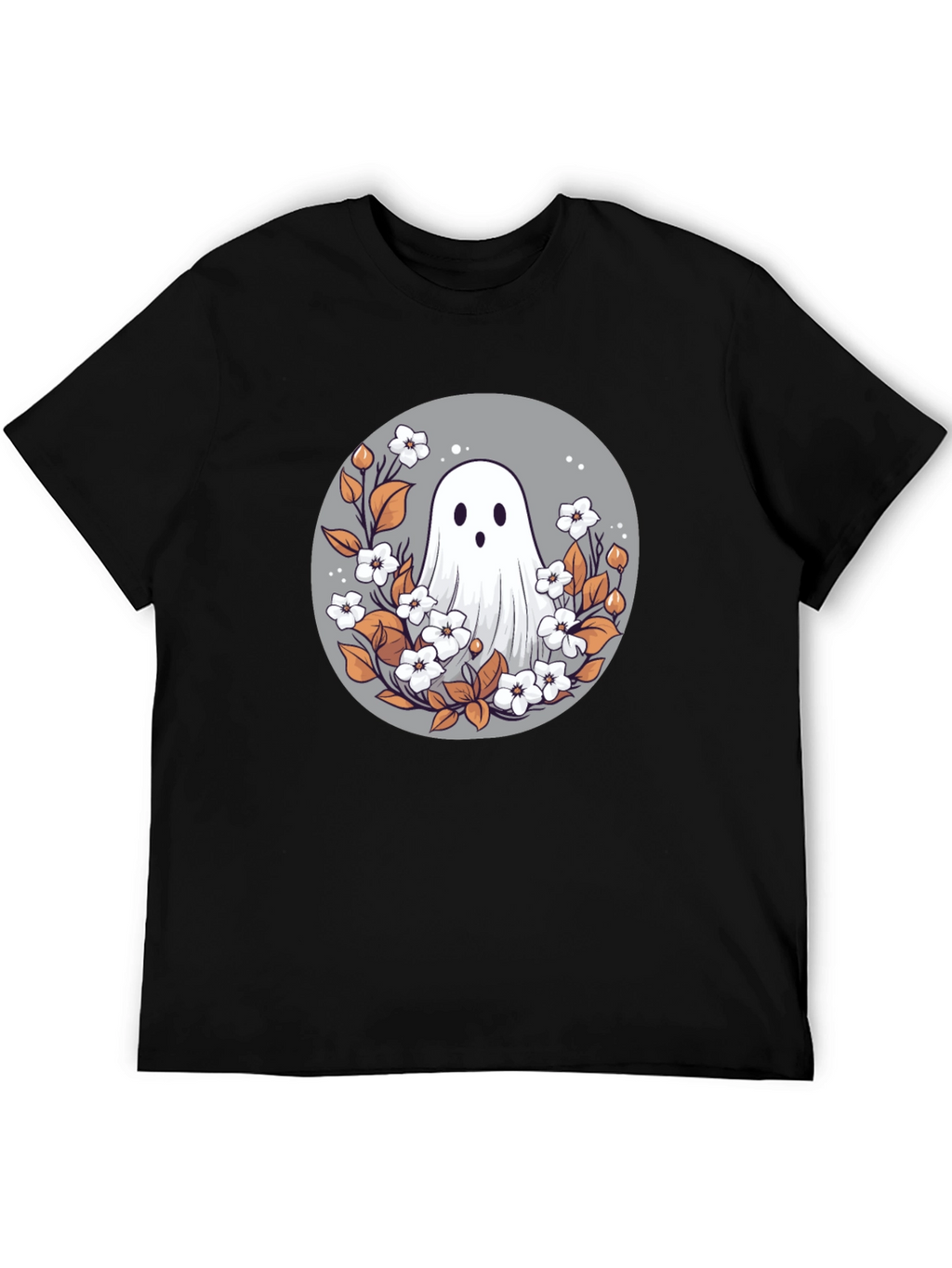 Ghostly Floral T-Shirt - Spooky Cute Design