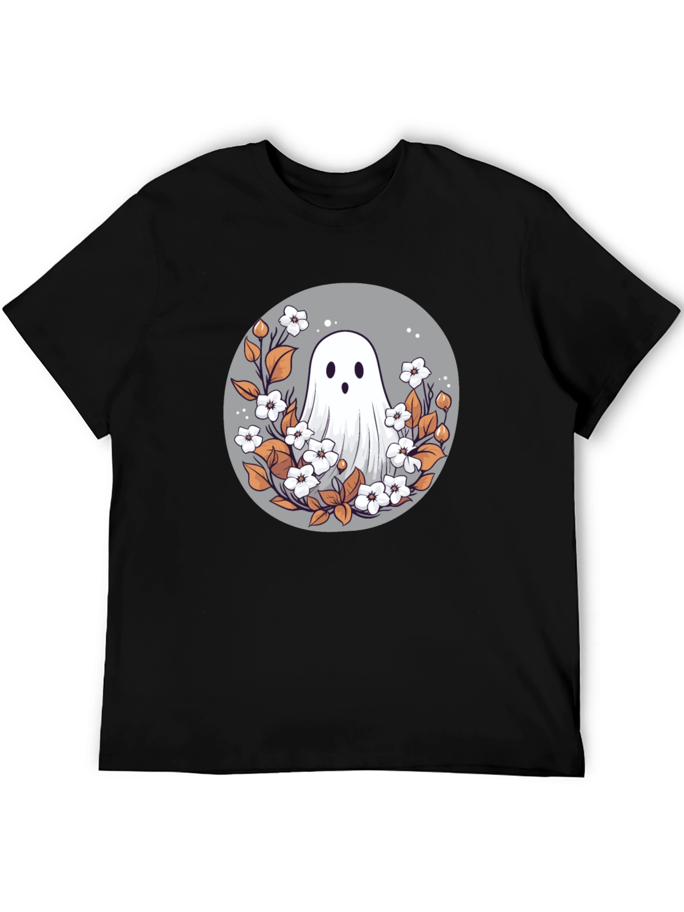 Ghostly Floral T-Shirt - Spooky Cute Design
