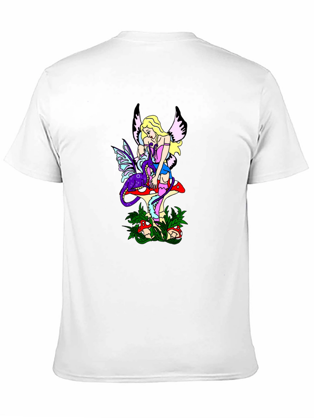 Fairy & Mushroom Graphic Tee - Black Cotton Blend