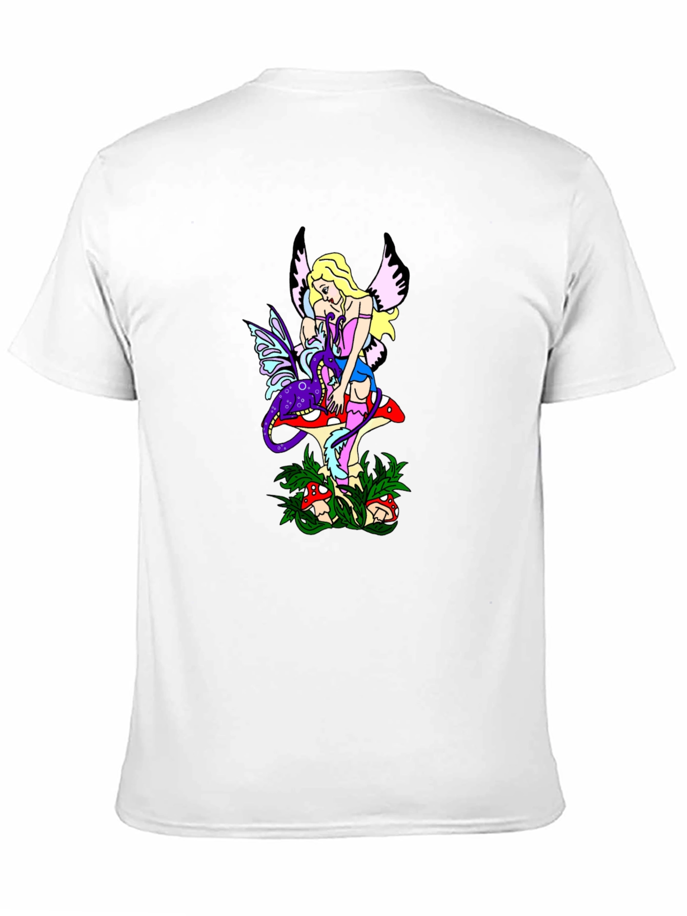 Fairy & Mushroom Graphic Tee - Black Cotton Blend