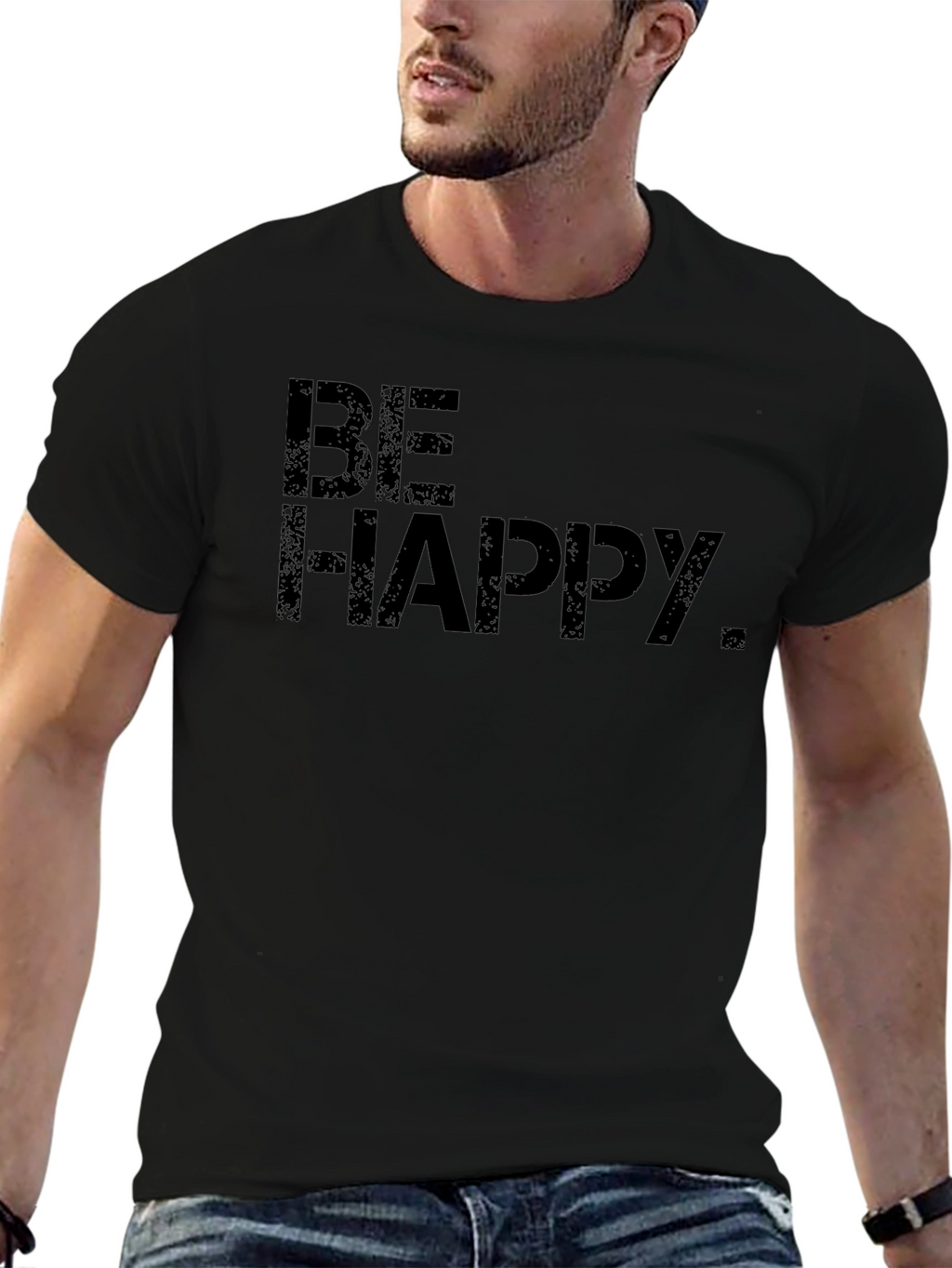 Be Happy Black T-Shirt | Positive Vibes