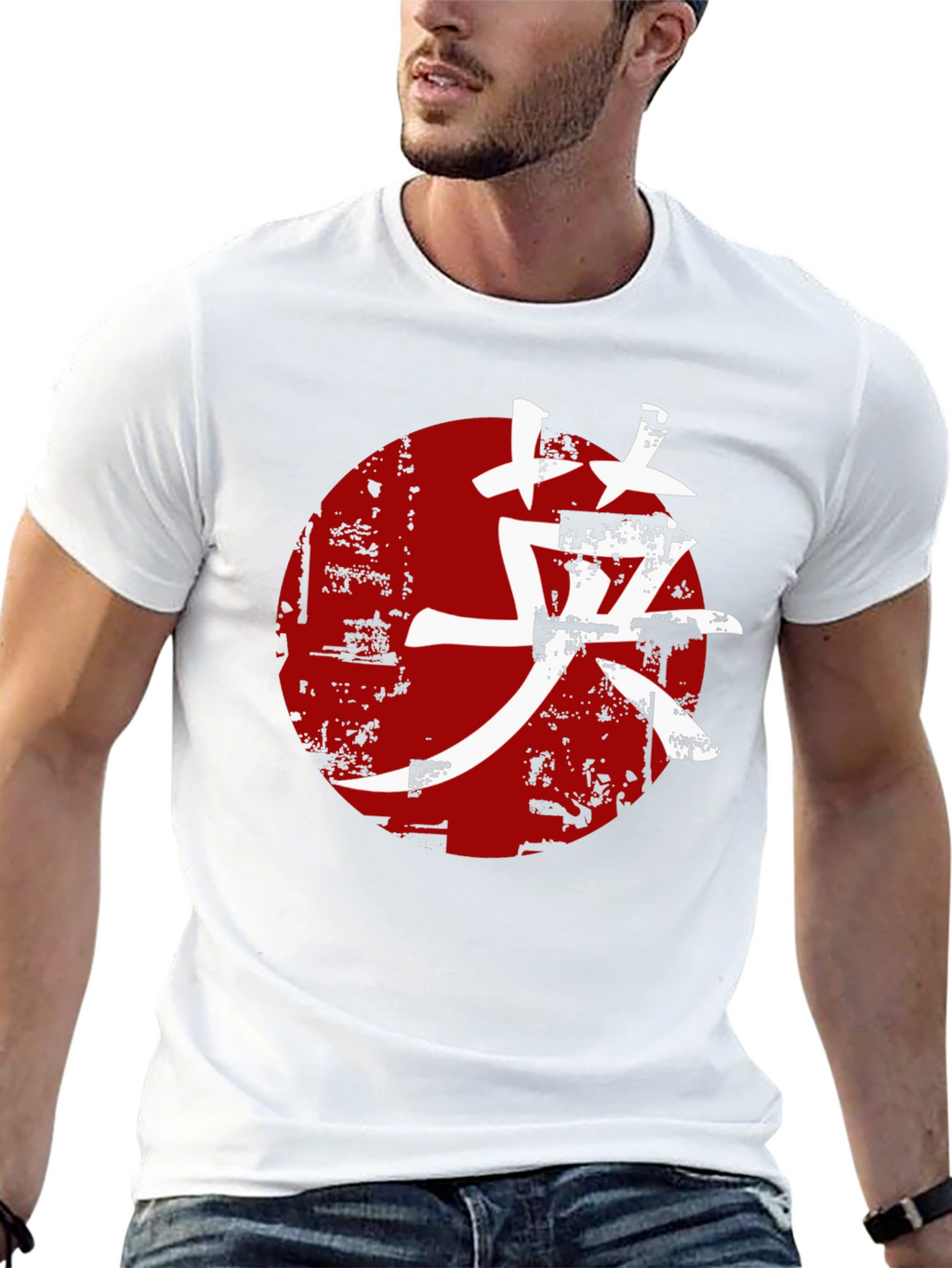 Graphic Tee - Japanese Symbol Red Sun Black Shirt