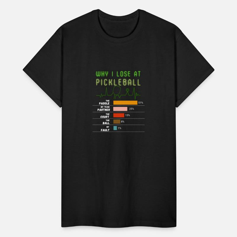 Funny Pickleball Humor design : Why I Lose - Black