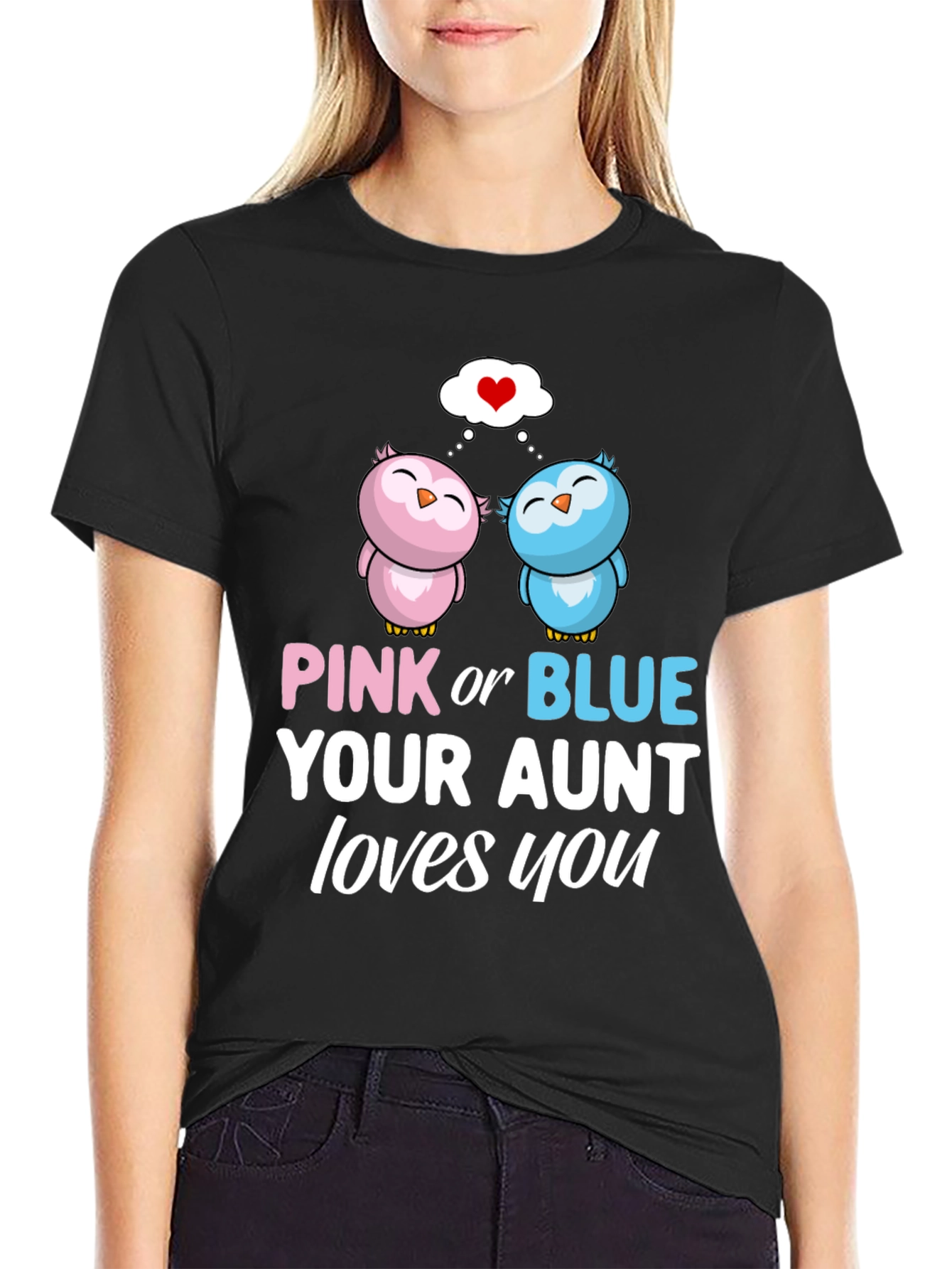 Pink or Blue Aunt Loves You Gender Reveal T-Shirt