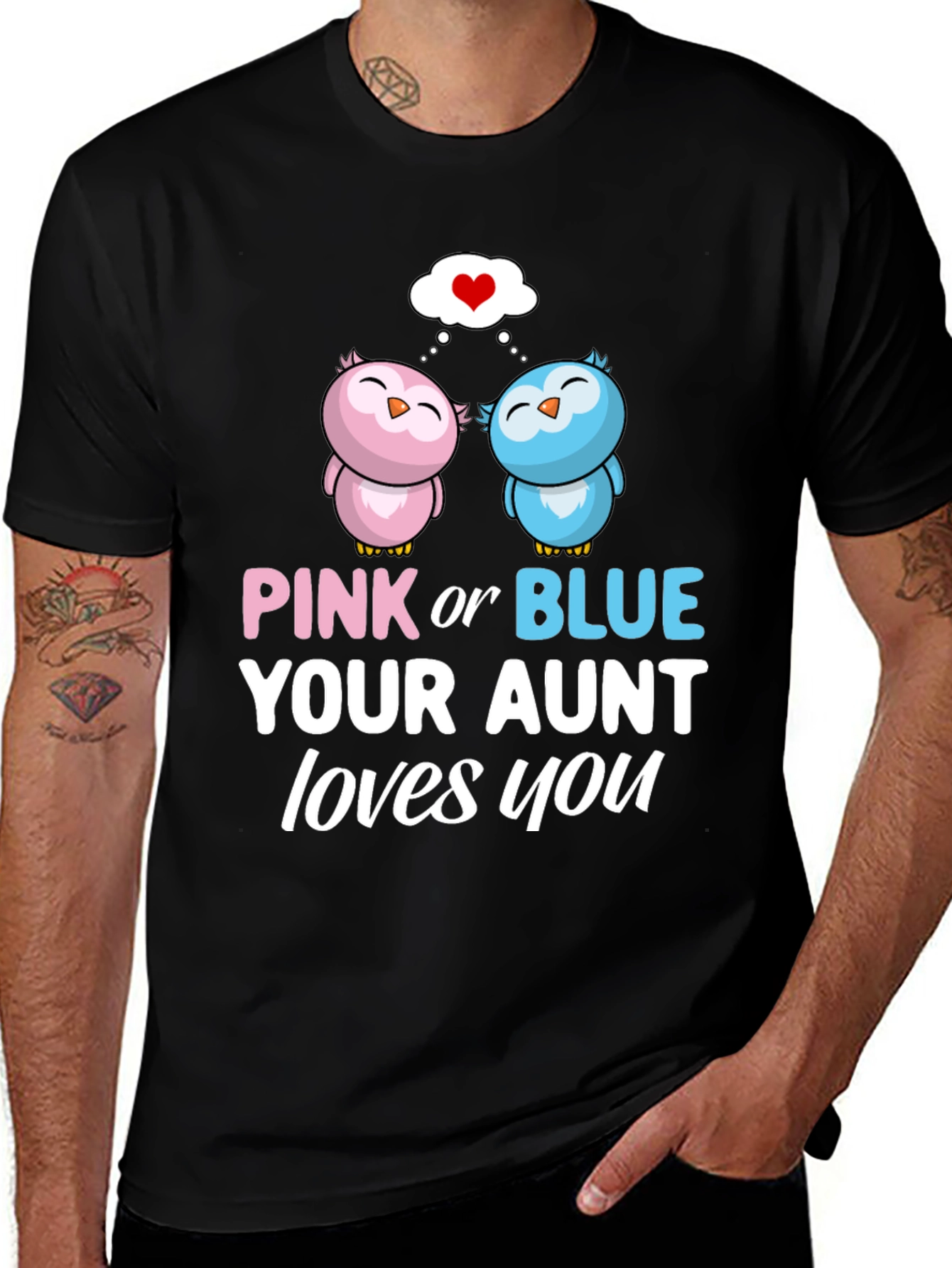 Pink or Blue Aunt Loves You Gender Reveal T-Shirt