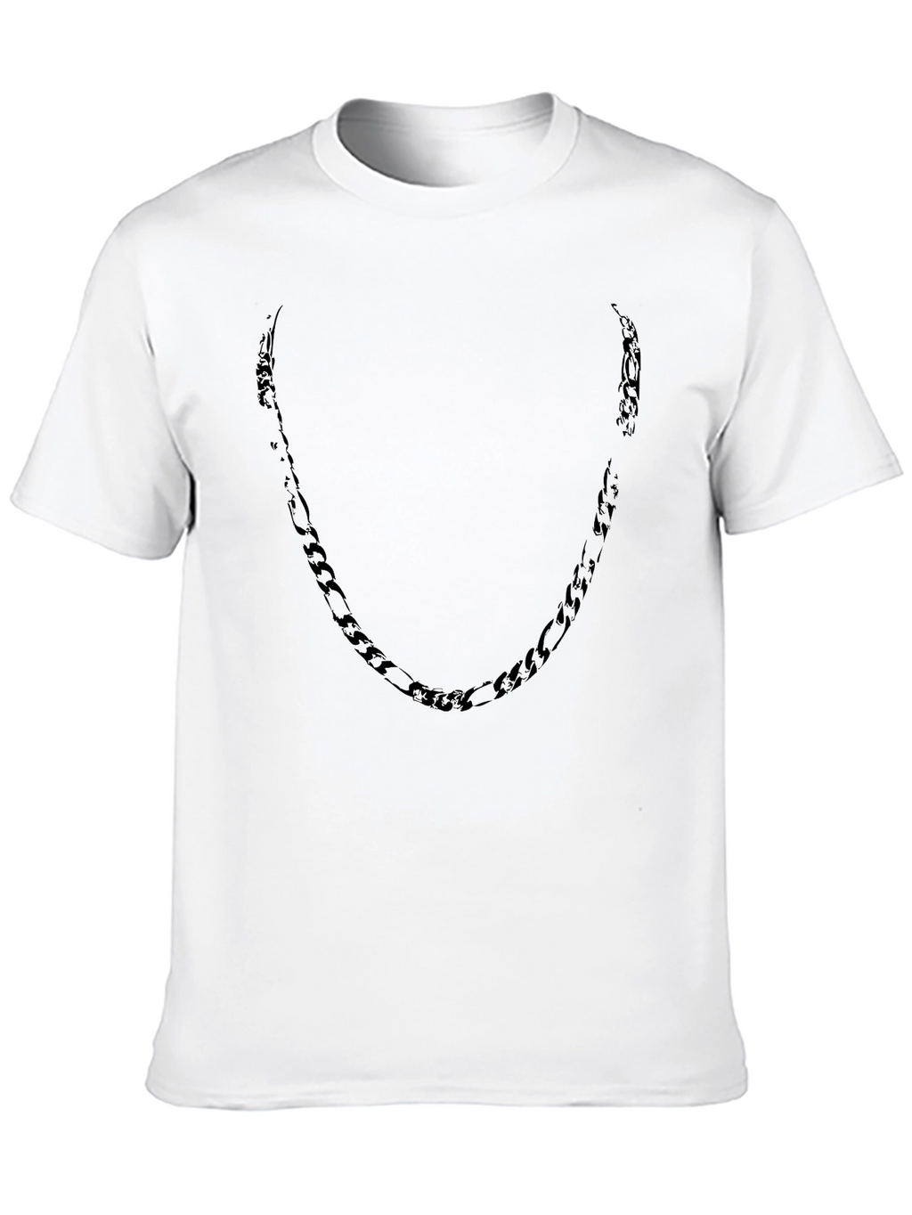 Mens Black Crewneck T-Shirt with Chain Design