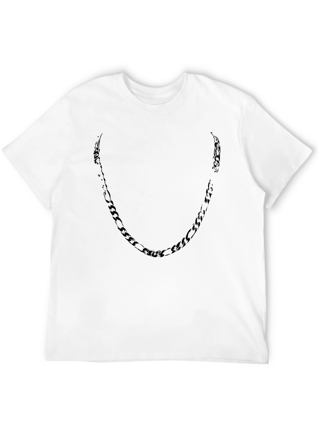 Mens Black Crewneck T-Shirt with Chain Design