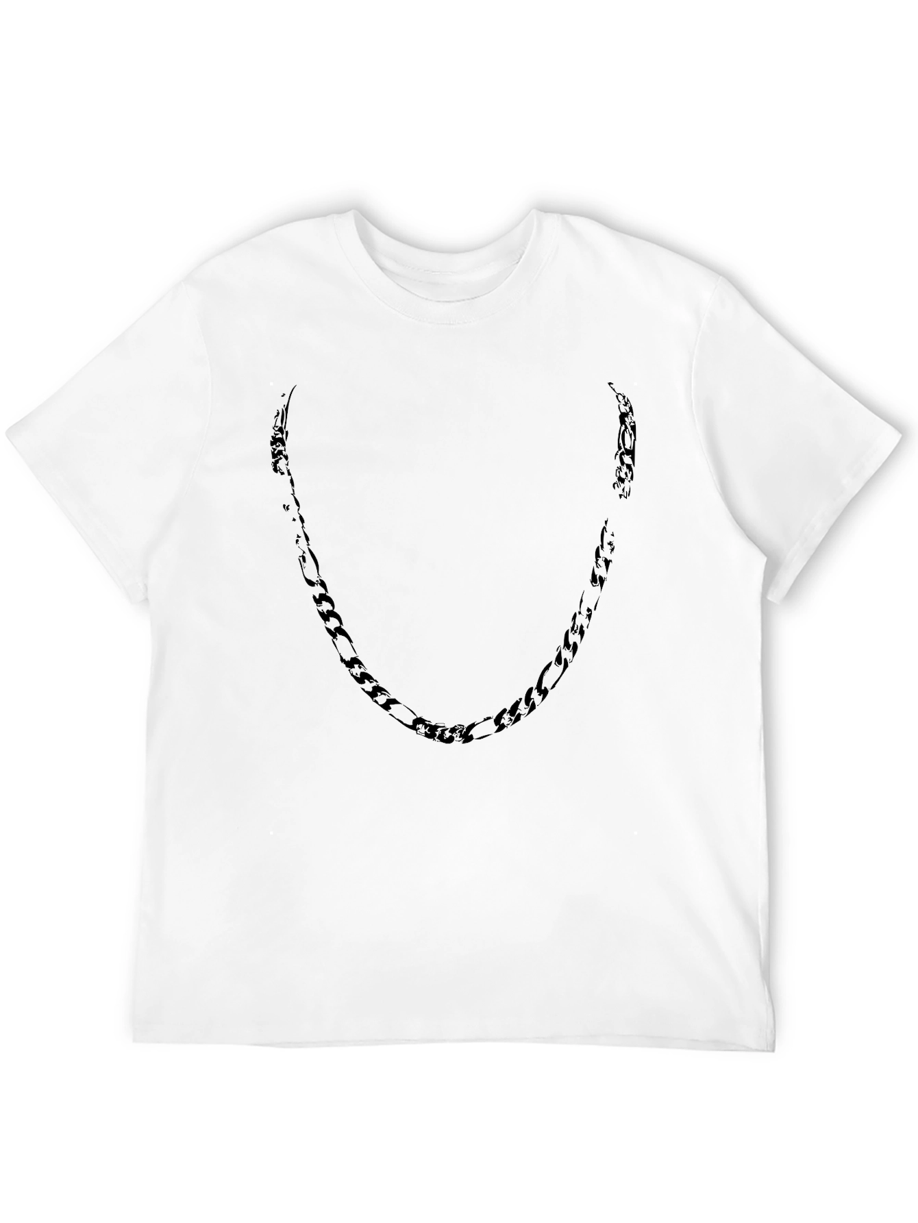 Mens Black Crewneck T-Shirt with Chain Design