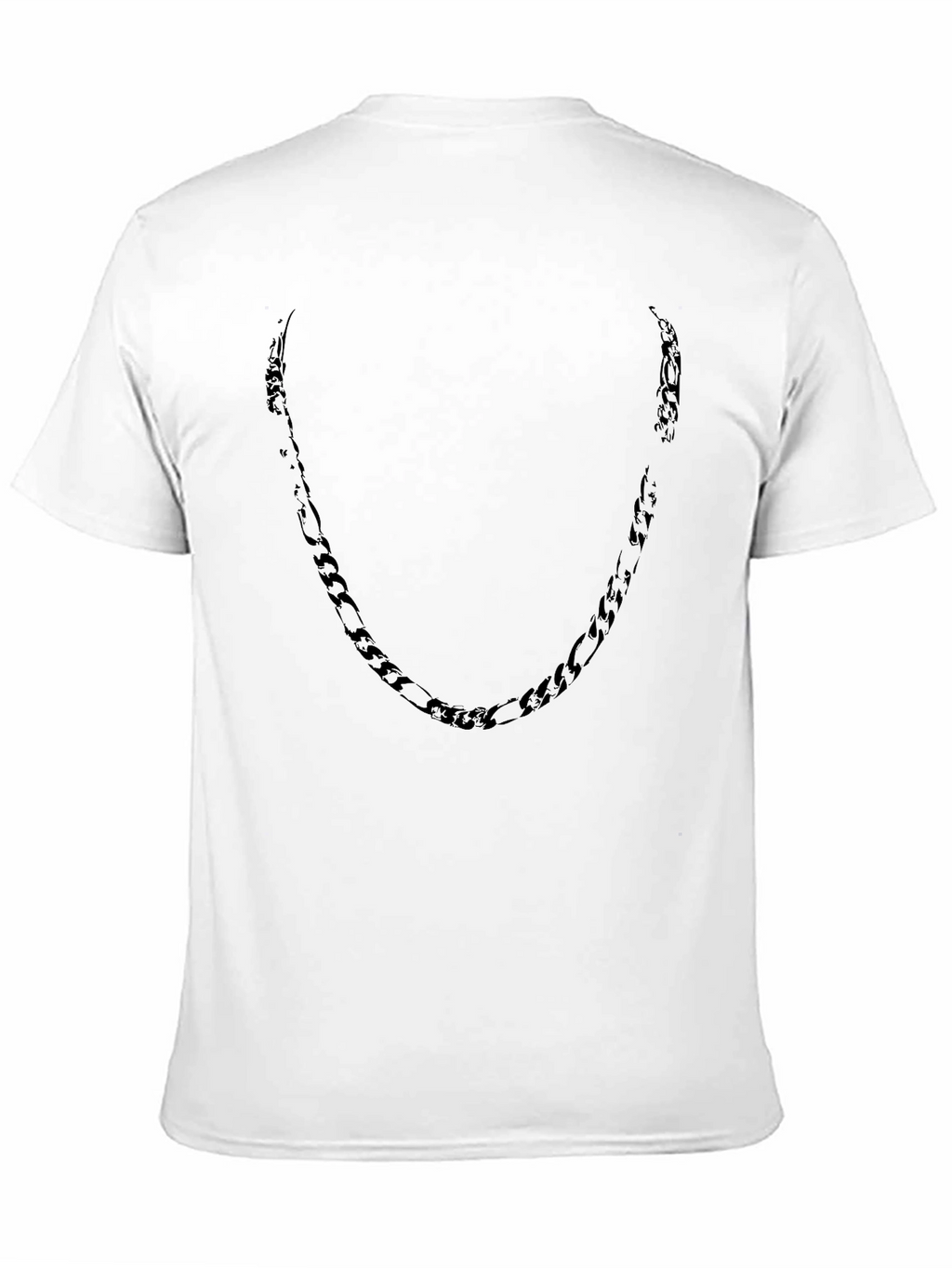 Mens Black Crewneck T-Shirt with Chain Design