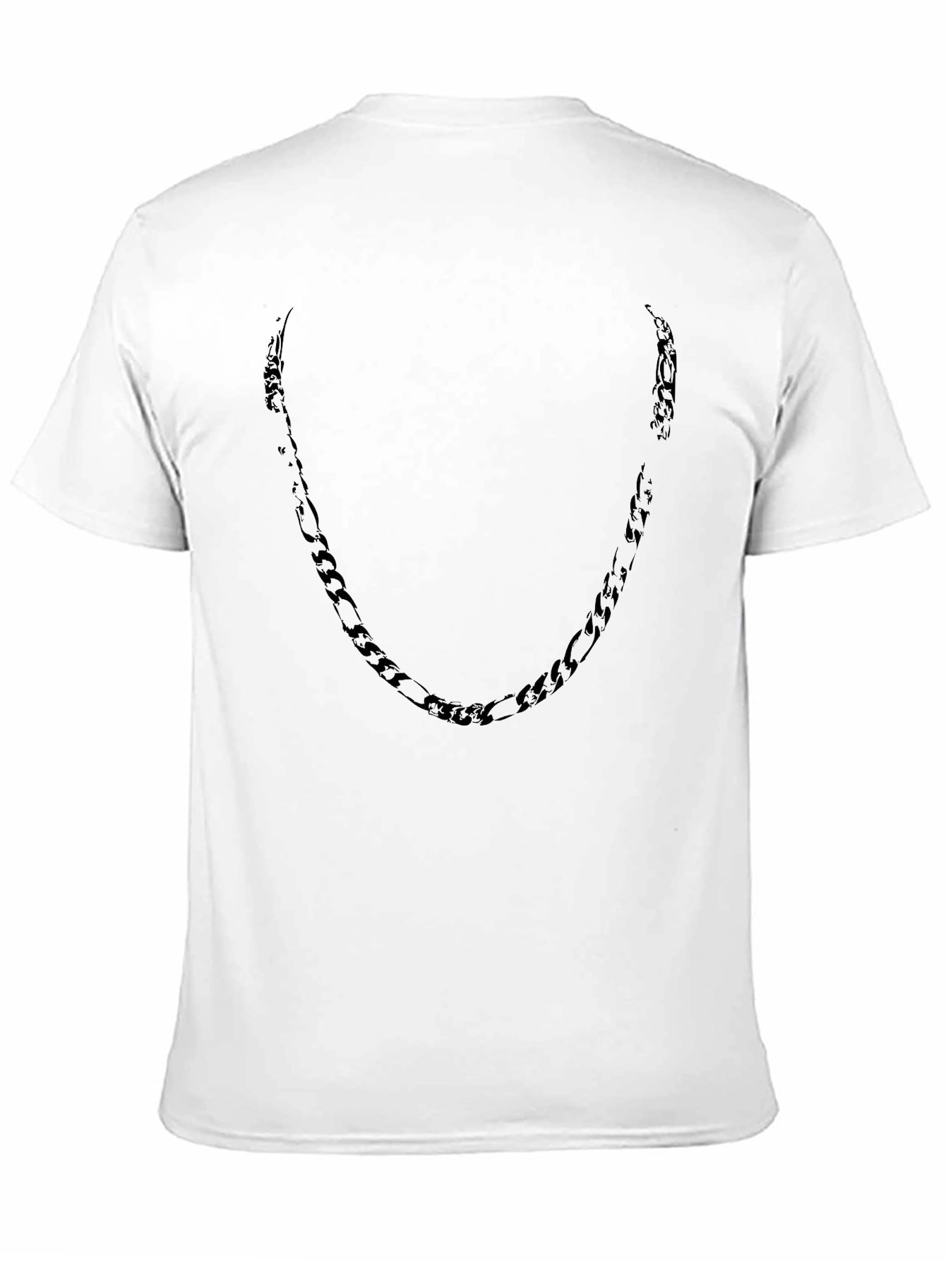 Mens Black Crewneck T-Shirt with Chain Design