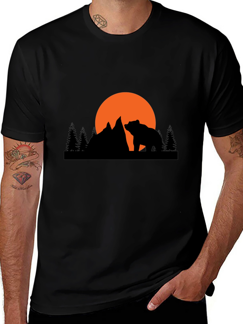 Bear Mountain Silhouette Graphic Tee - Black