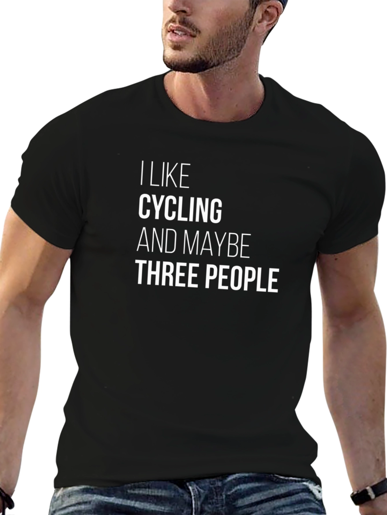 Cycling & Three People Graphic Tee - Black T-Shirt