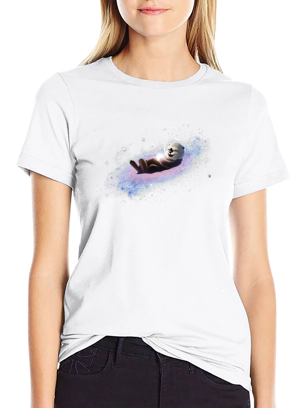 Otter Astronaut Relaxing in Space Graphic Tee