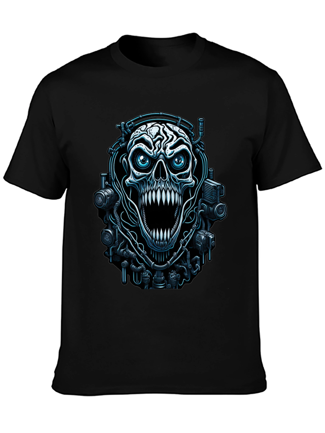 Cyber Skull Graphic Black T-Shirt