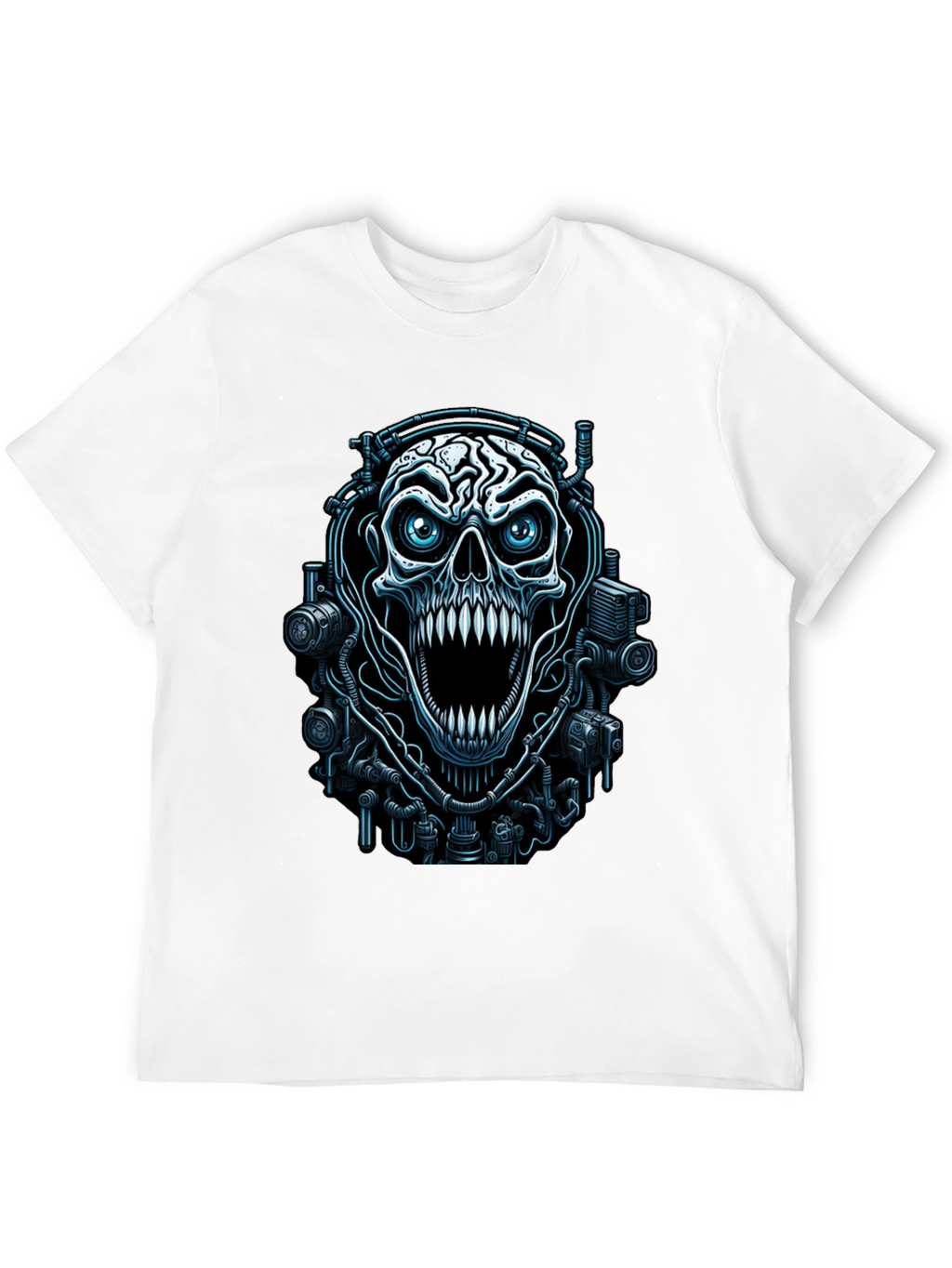 Cyber Skull Graphic Black T-Shirt