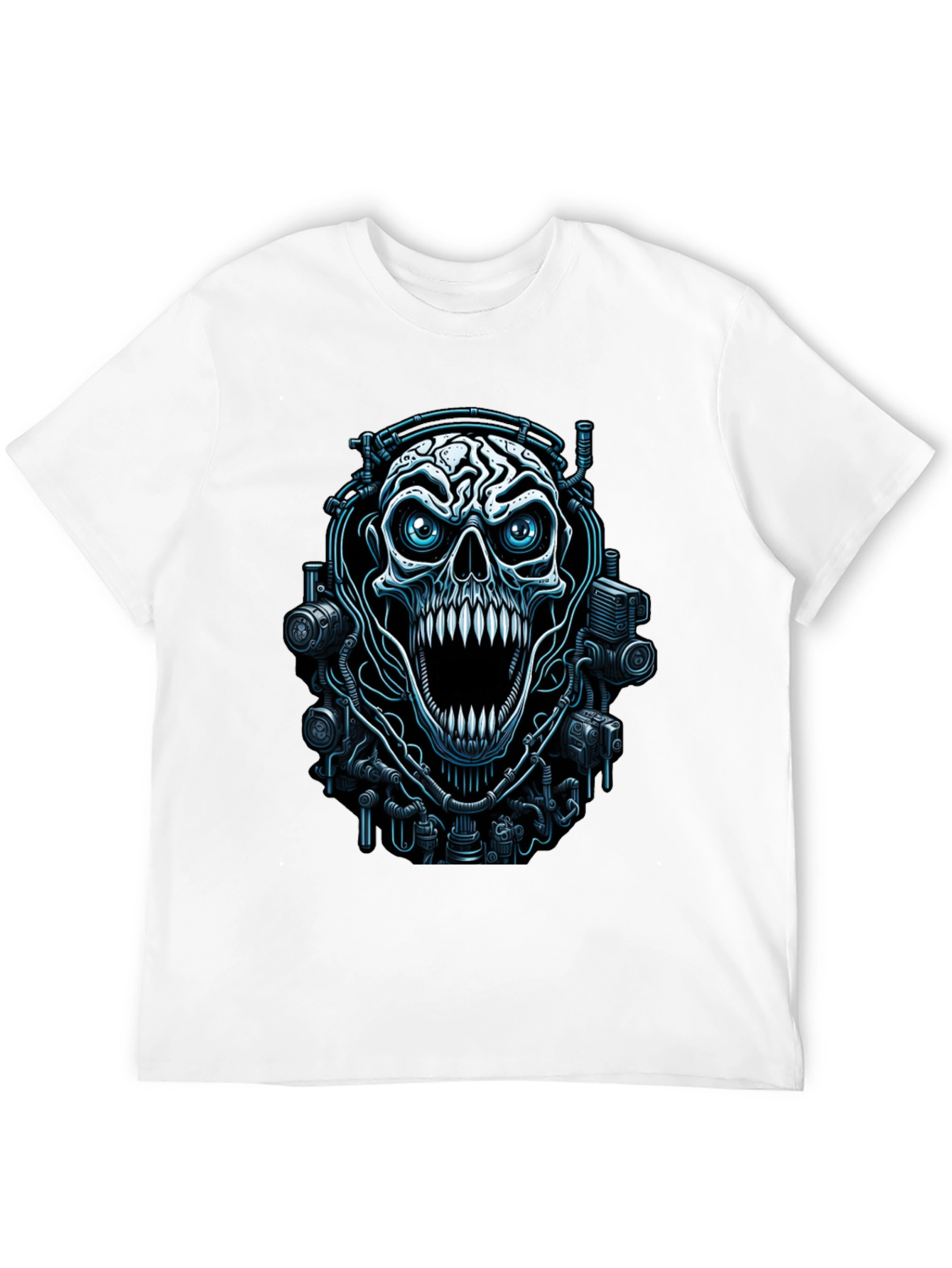 Cyber Skull Graphic Black T-Shirt
