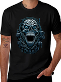 Cyber Skull Graphic Black T-Shirt