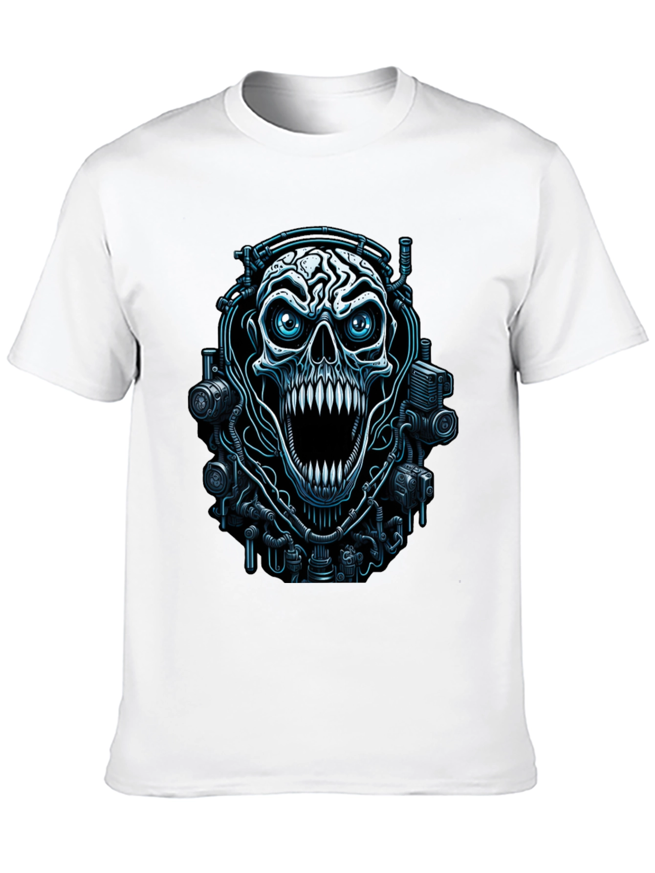 Cyber Skull Graphic Black T-Shirt