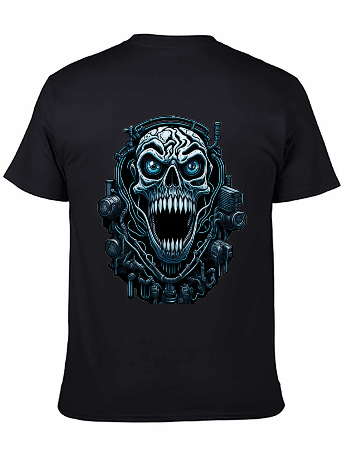 Cyber Skull Graphic Black T-Shirt