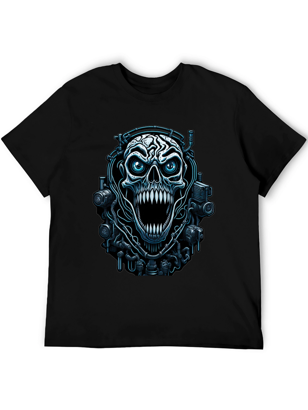 Cyber Skull Graphic Black T-Shirt