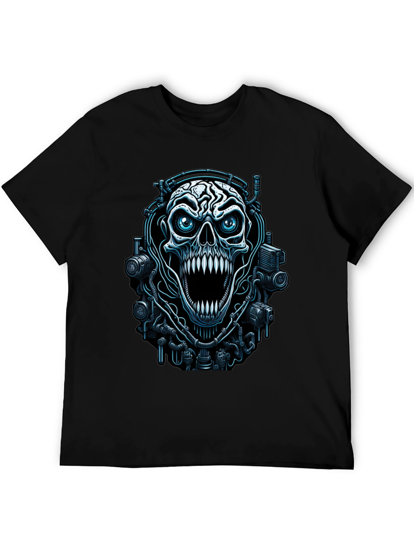 Cyber Skull Graphic Black T-Shirt