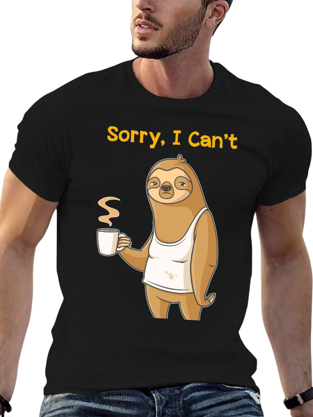 Sorry I Cant Sloth Coffee Graphic Tee