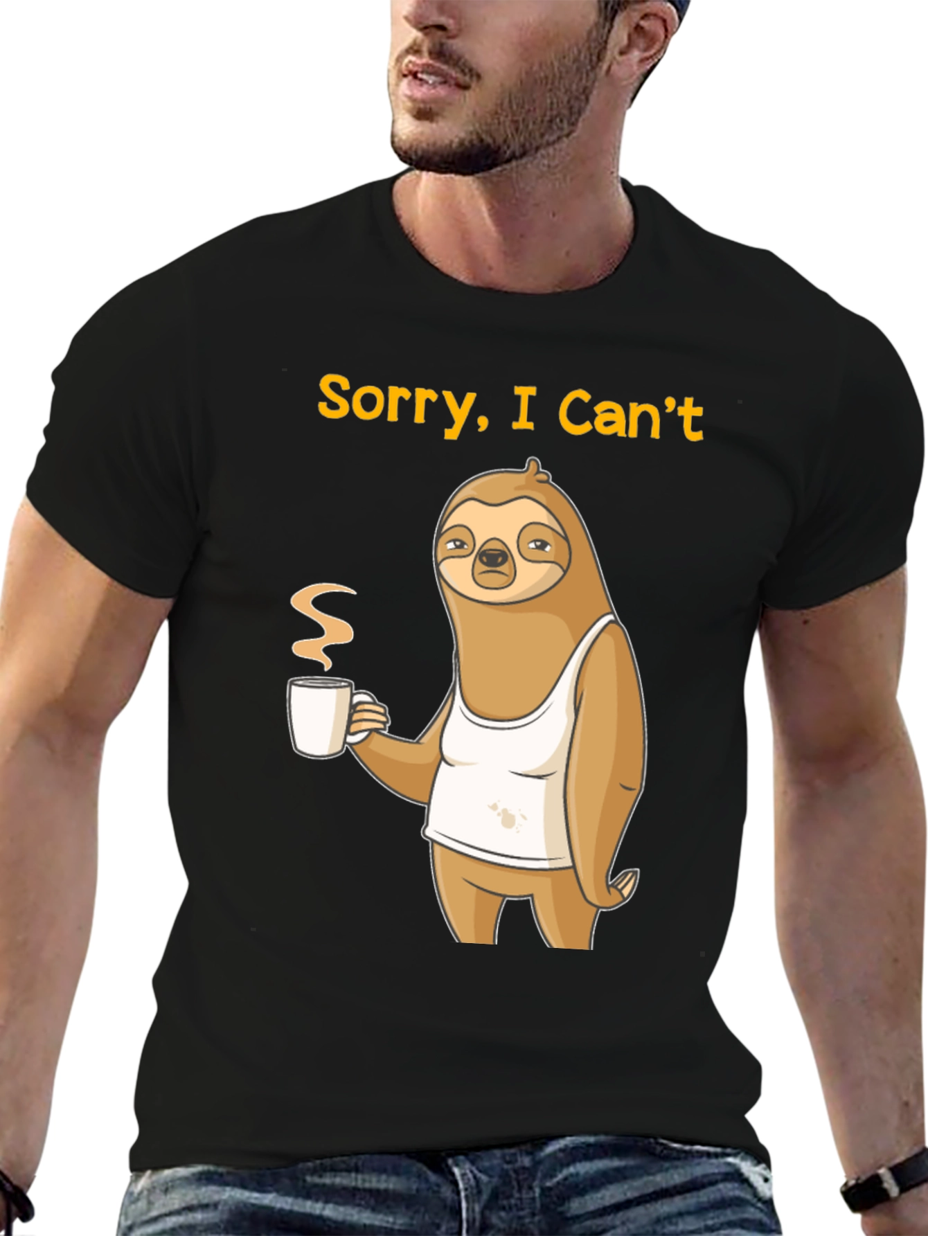 Sorry I Cant Sloth Coffee Graphic Tee