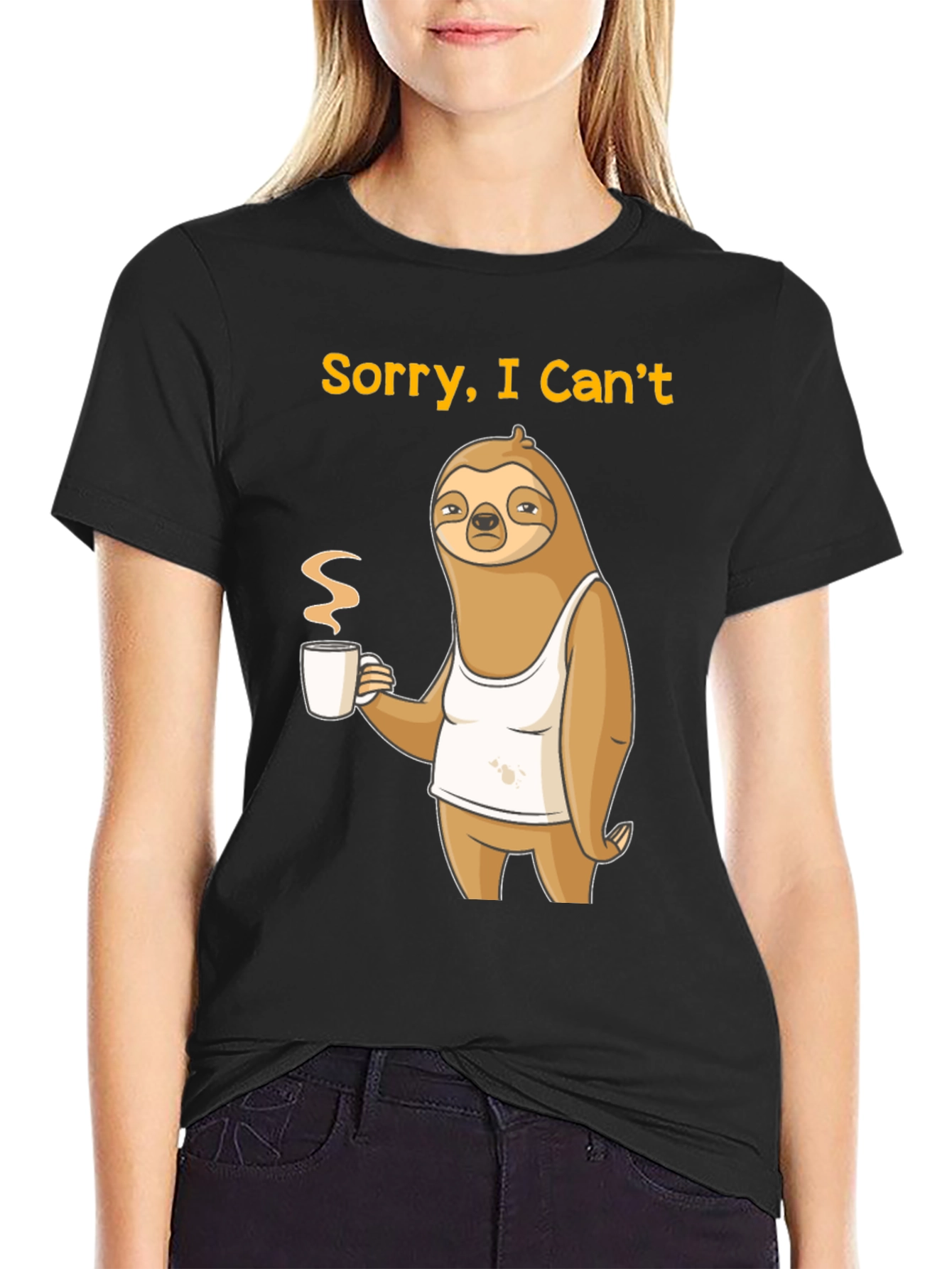 Sorry I Cant Sloth Coffee Graphic Tee