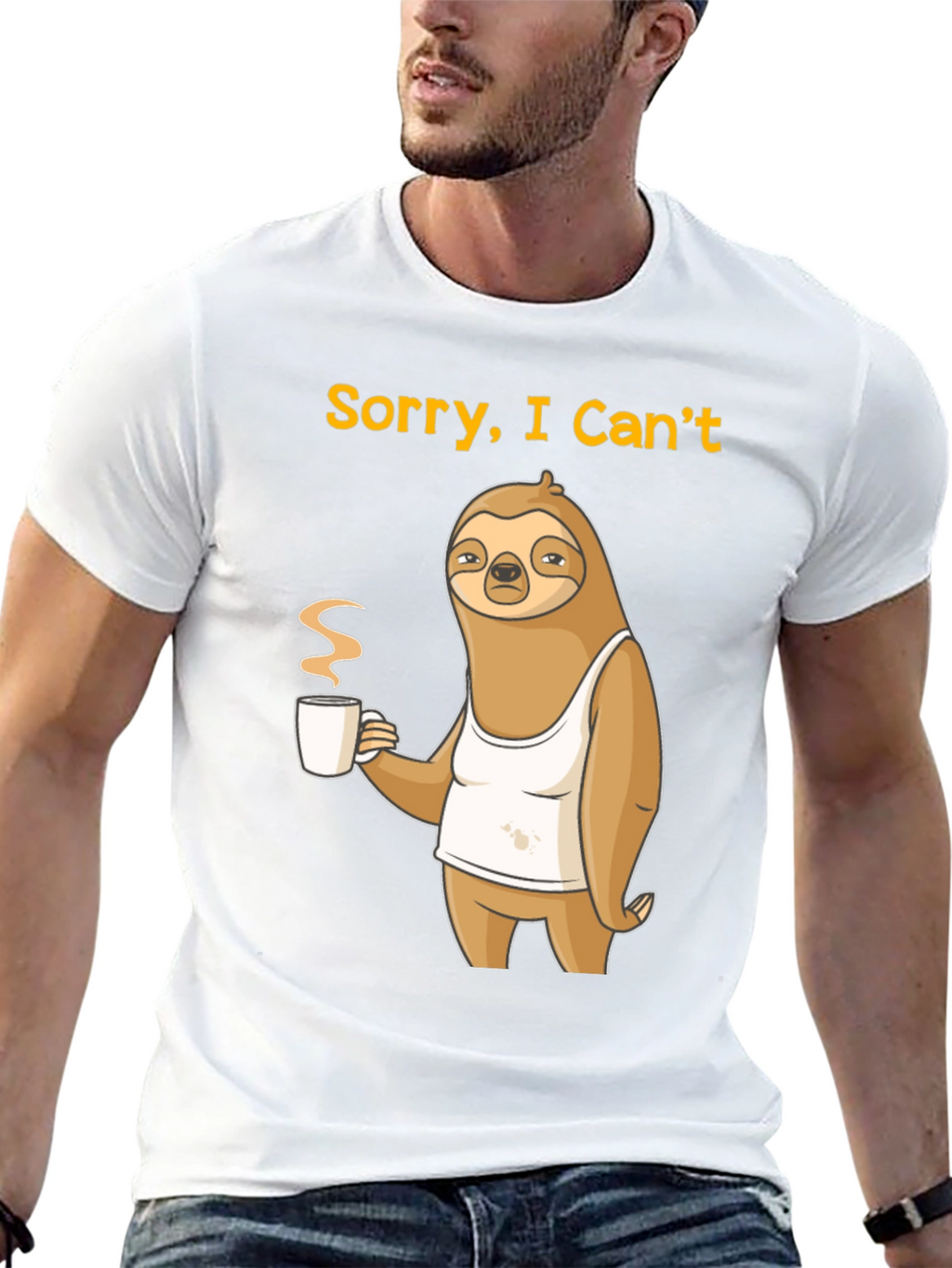 Sorry I Cant Sloth Coffee Graphic Tee