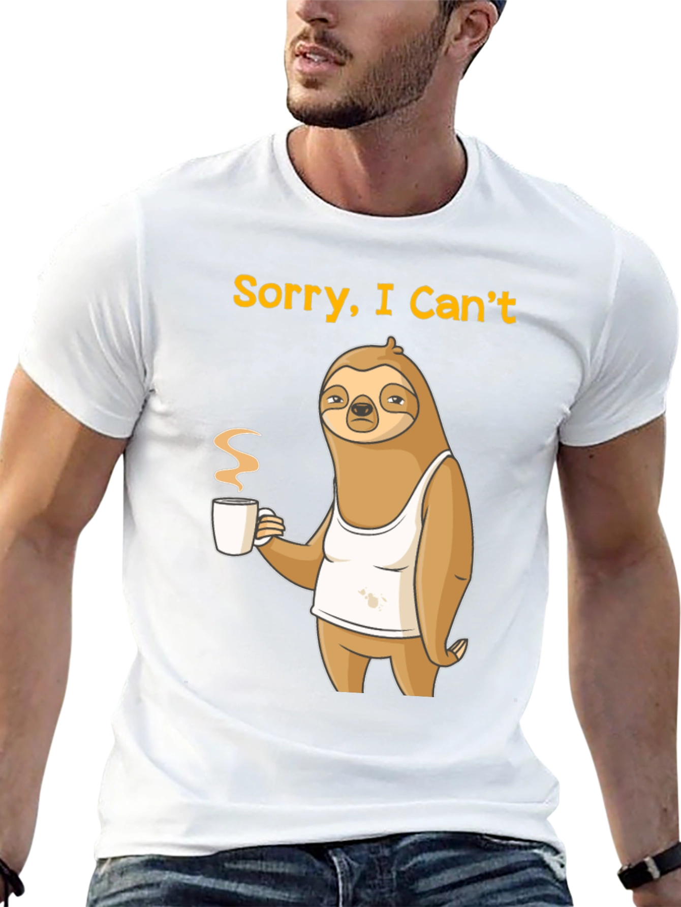 Sorry I Cant Sloth Coffee Graphic Tee