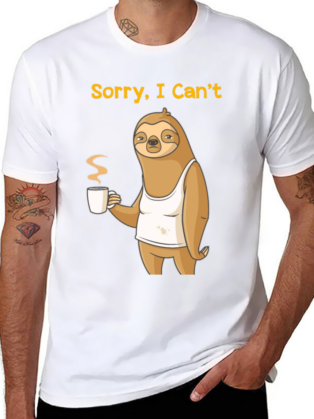Sorry I Cant Sloth Coffee Graphic Tee