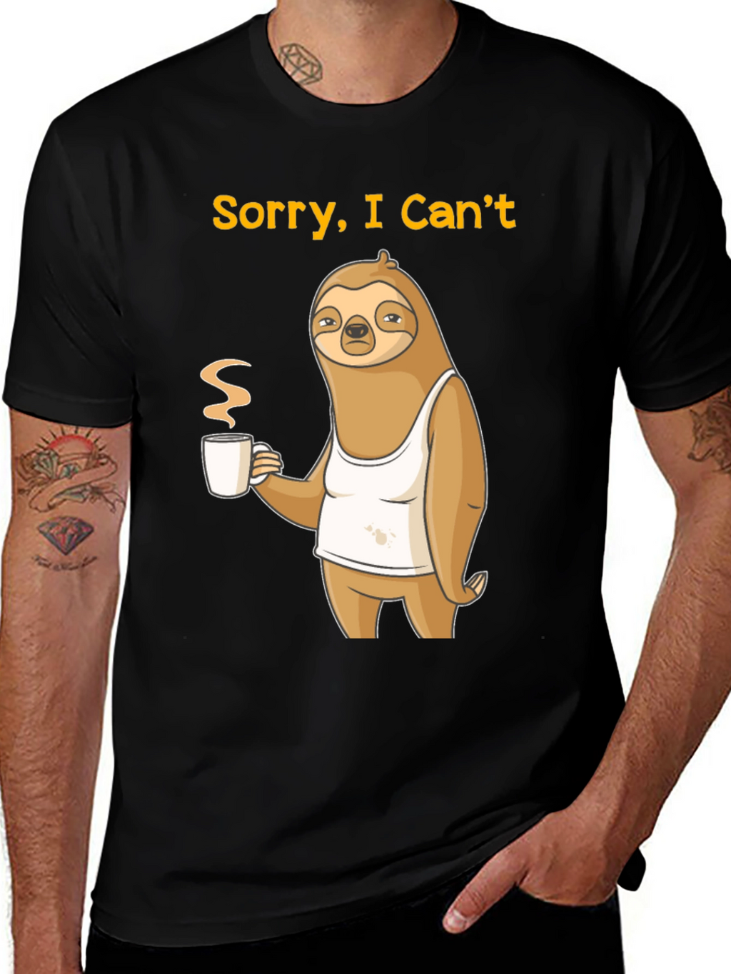 Sorry I Cant Sloth Coffee Graphic Tee