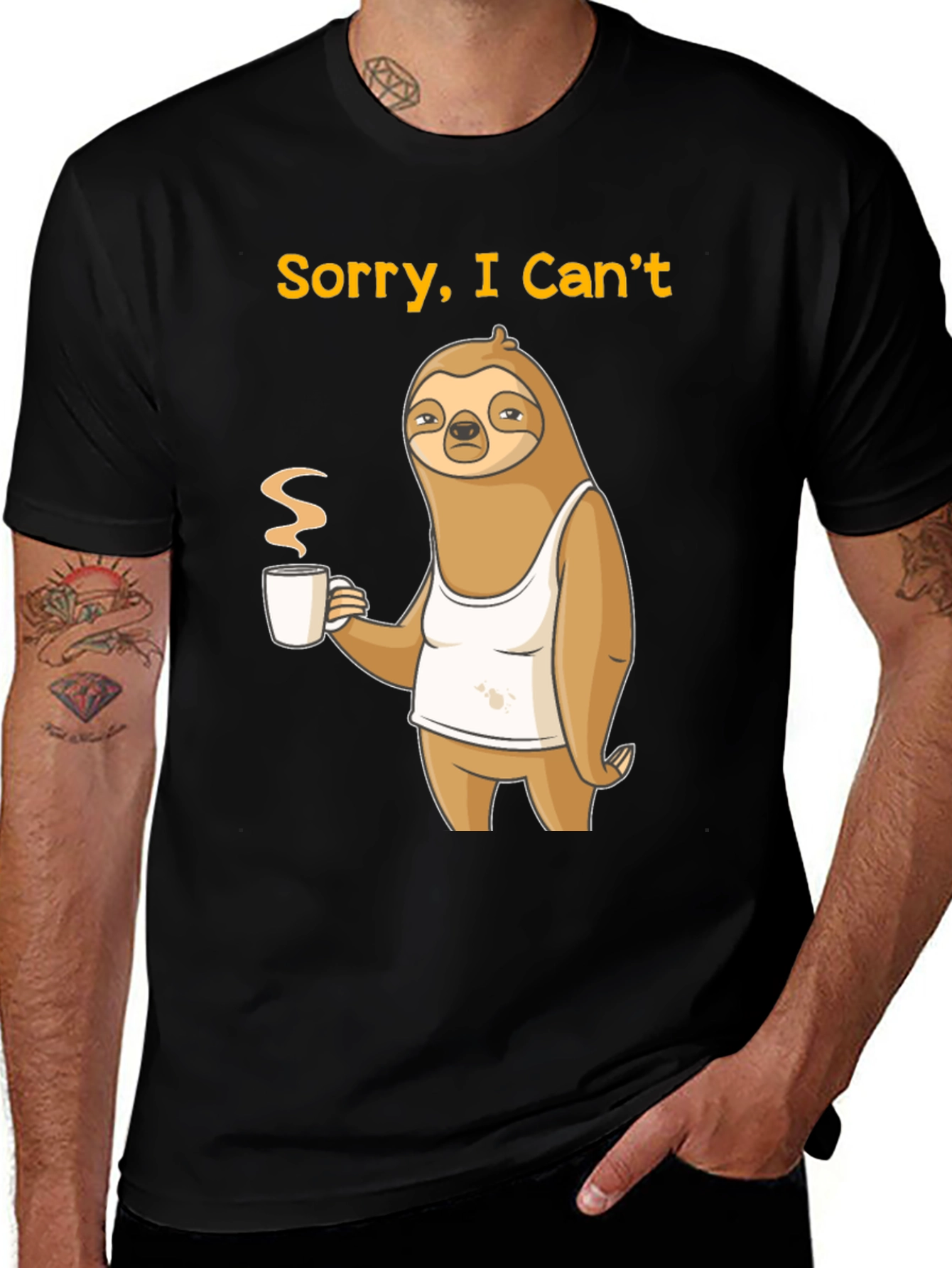 Sorry I Cant Sloth Coffee Graphic Tee