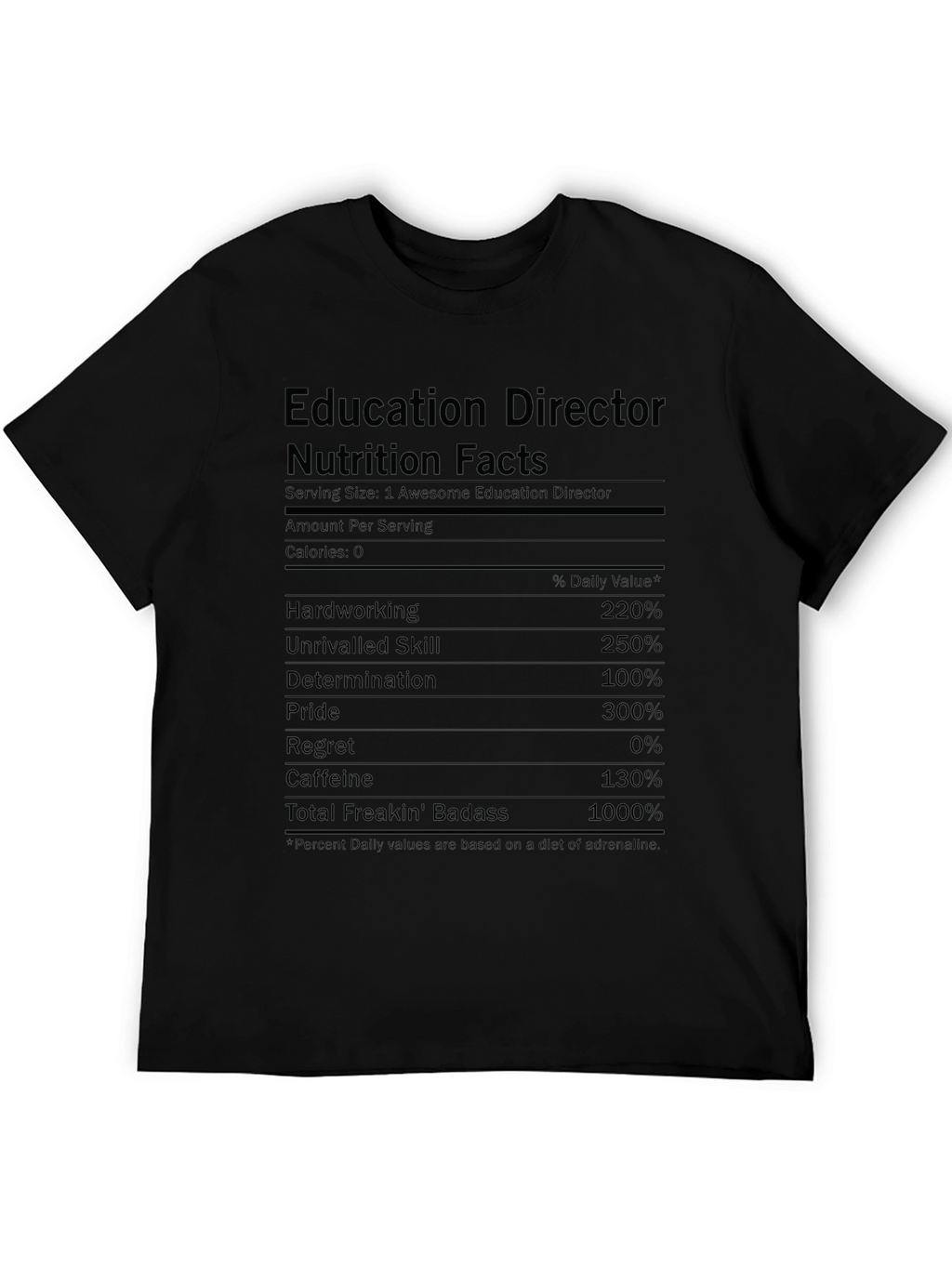 Education Director Nutrition Facts Black T-Shirt