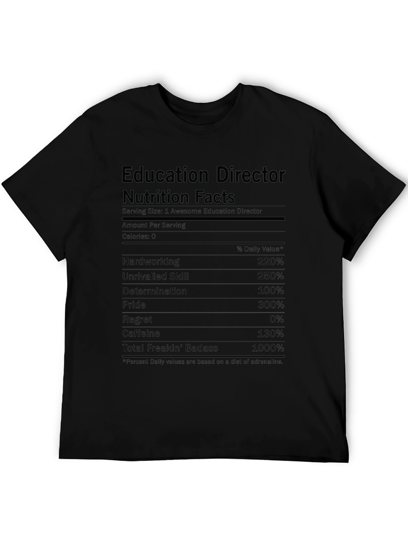 Education Director Nutrition Facts Black T-Shirt