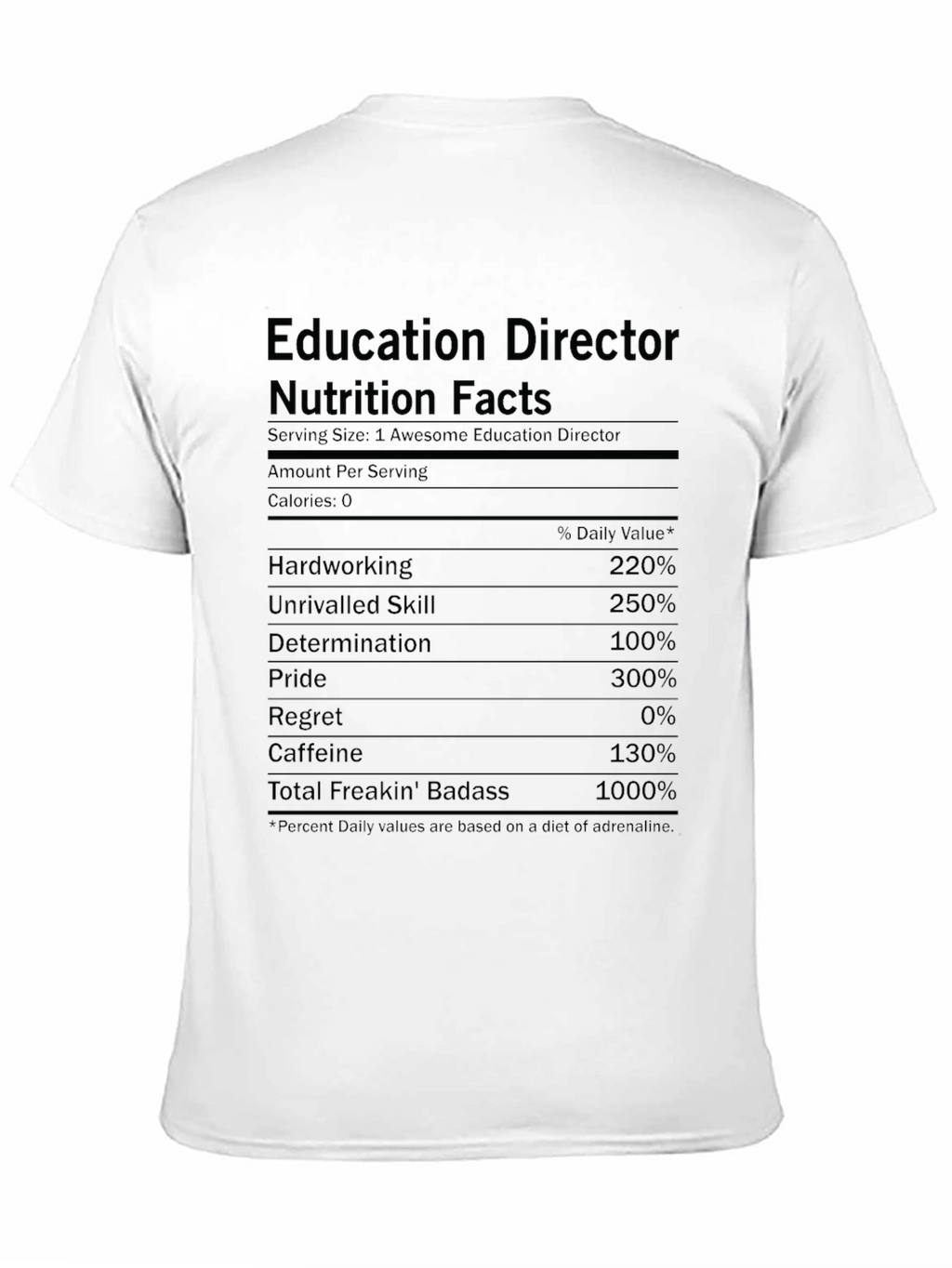 Education Director Nutrition Facts Black T-Shirt