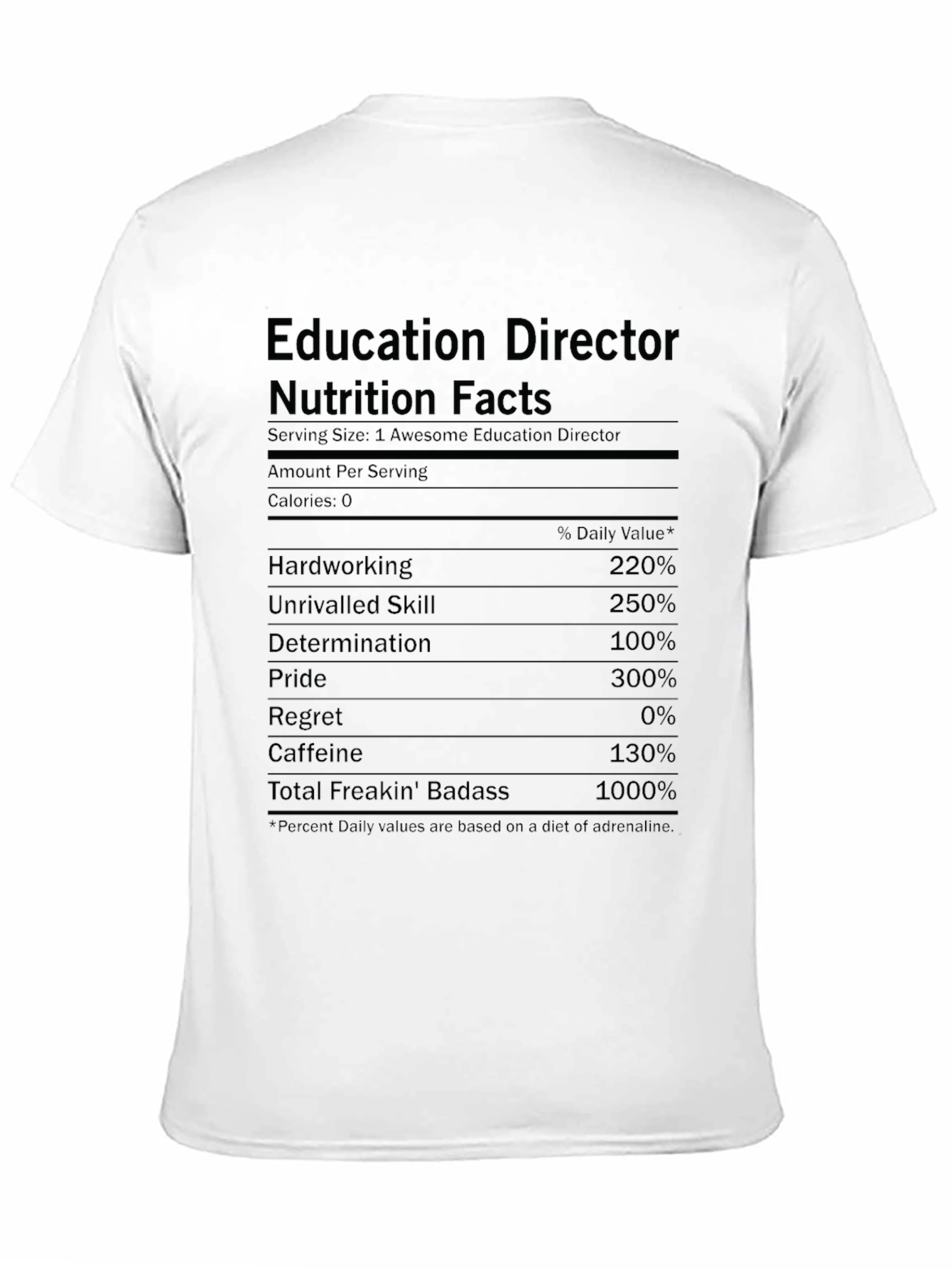 Education Director Nutrition Facts Black T-Shirt