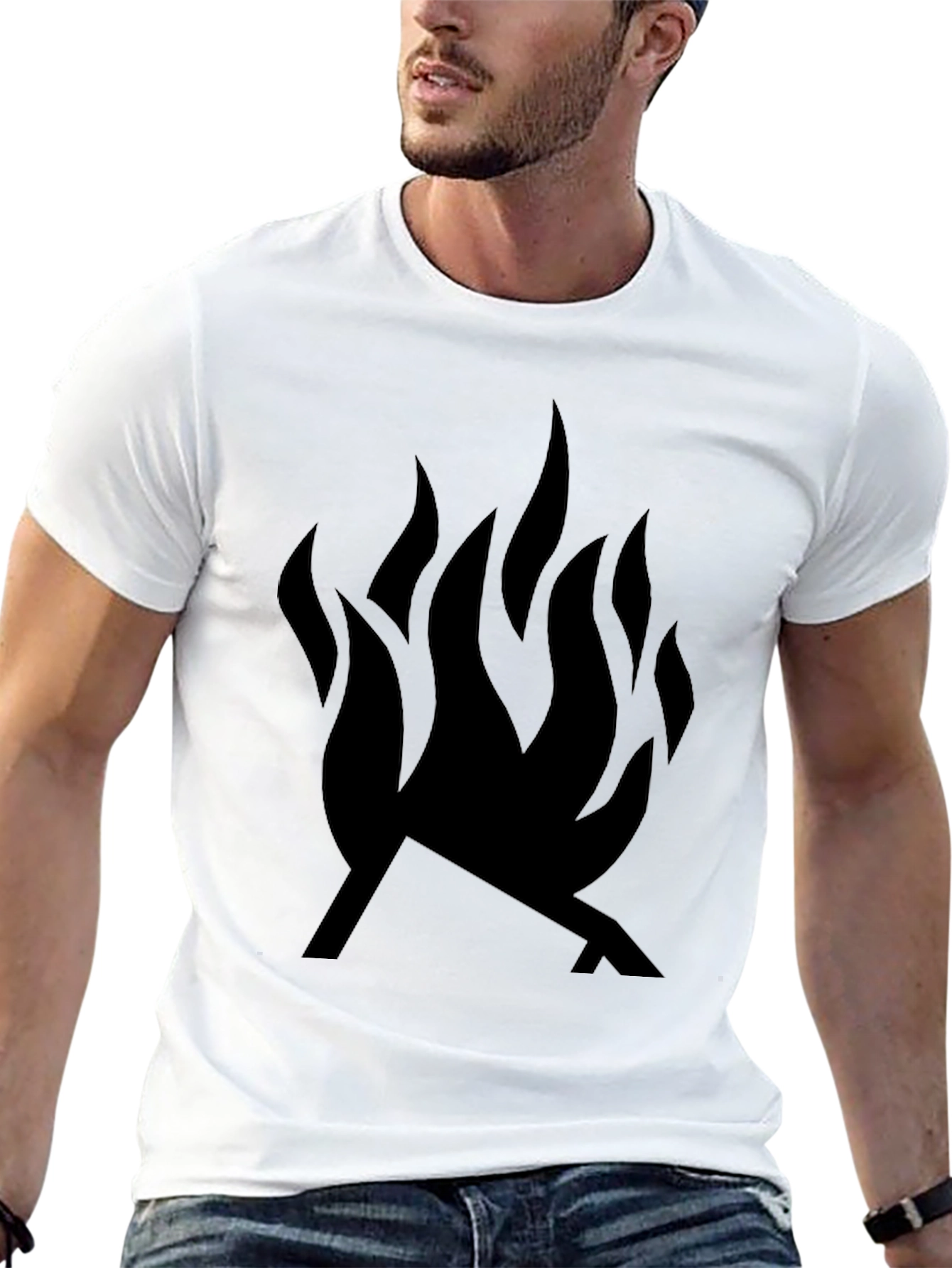 Black Tee with Campfire Graphic