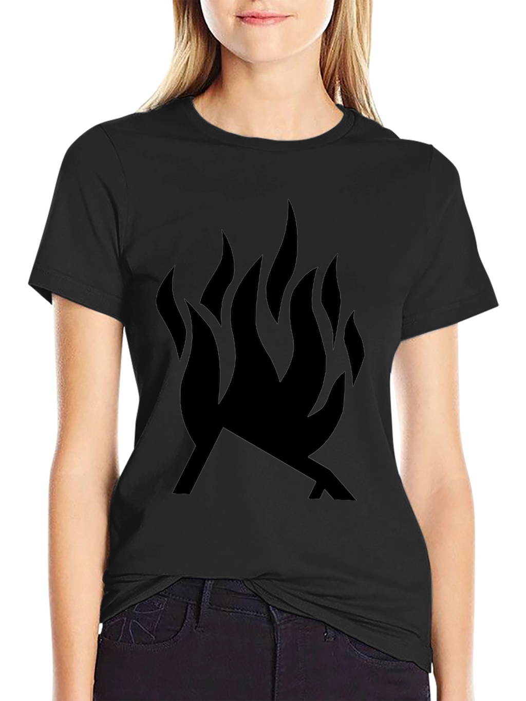 Black Tee with Campfire Graphic