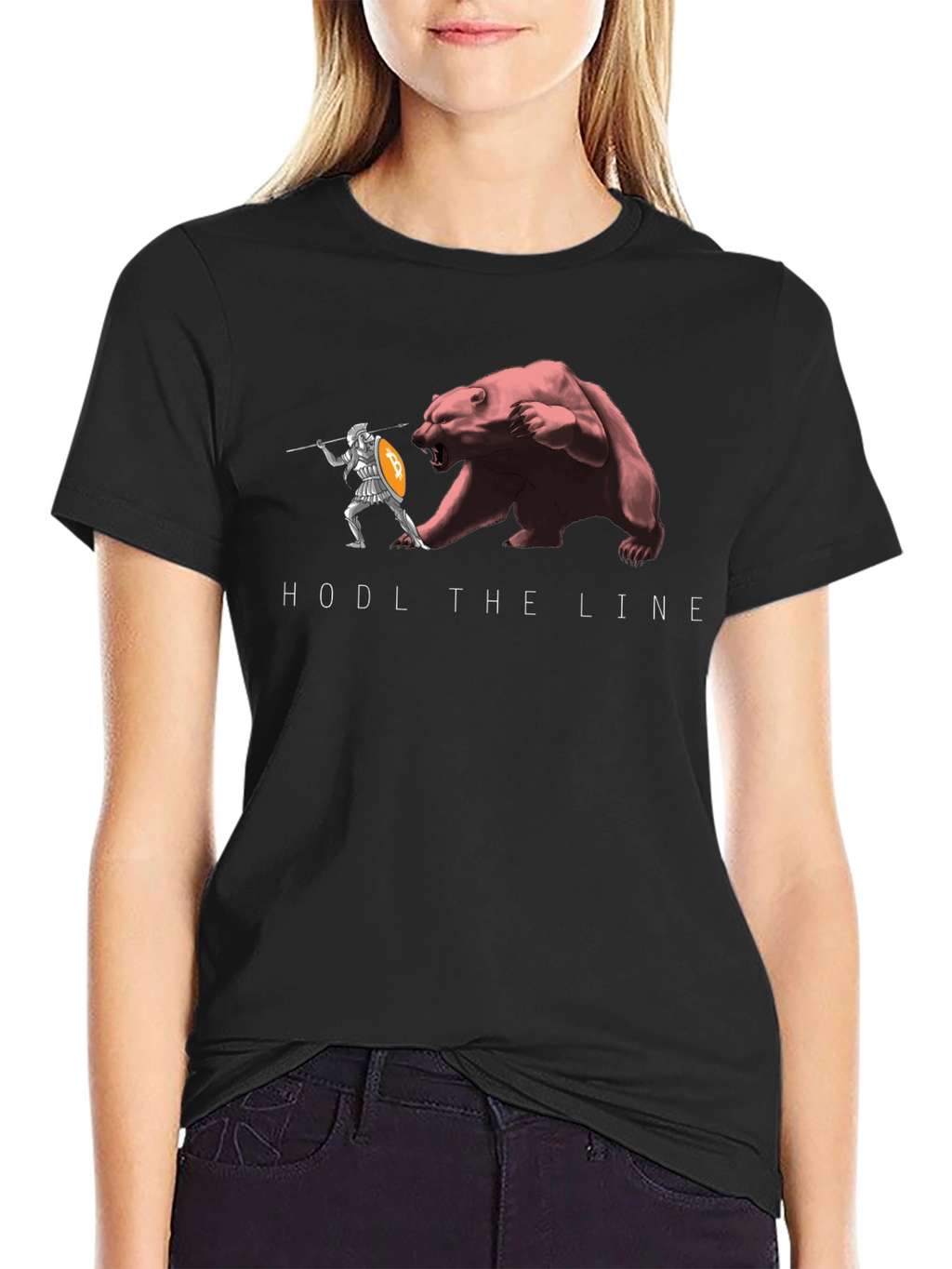 HODL The Line Black T-Shirt - Crypto Warrior