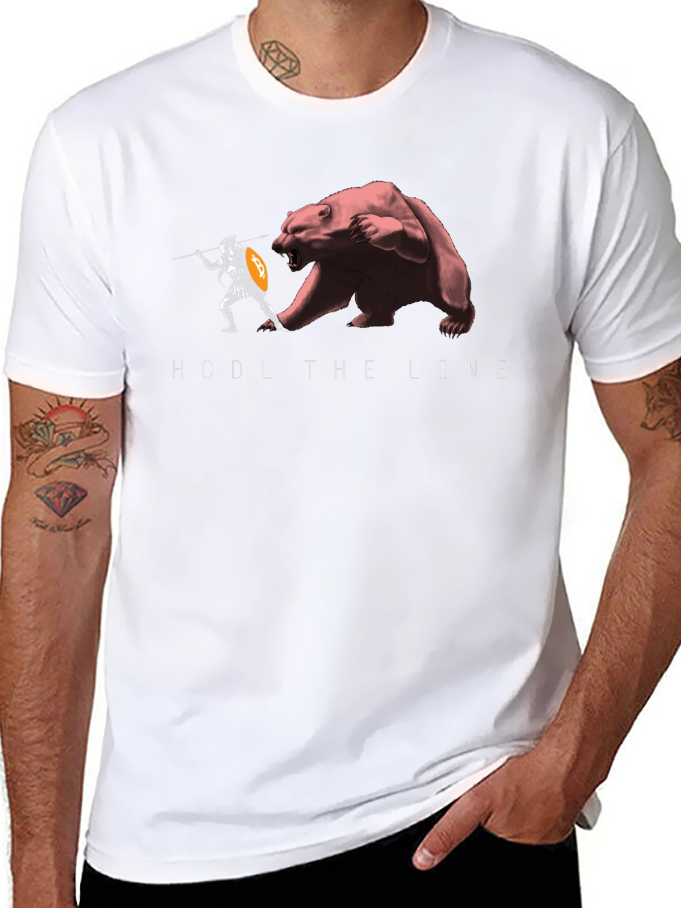 HODL The Line Black T-Shirt - Crypto Warrior