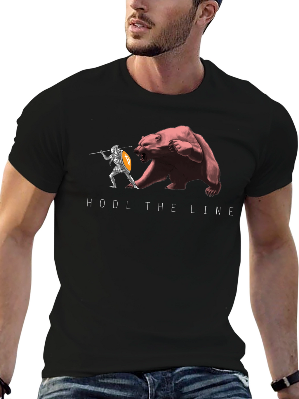HODL The Line Black T-Shirt - Crypto Warrior