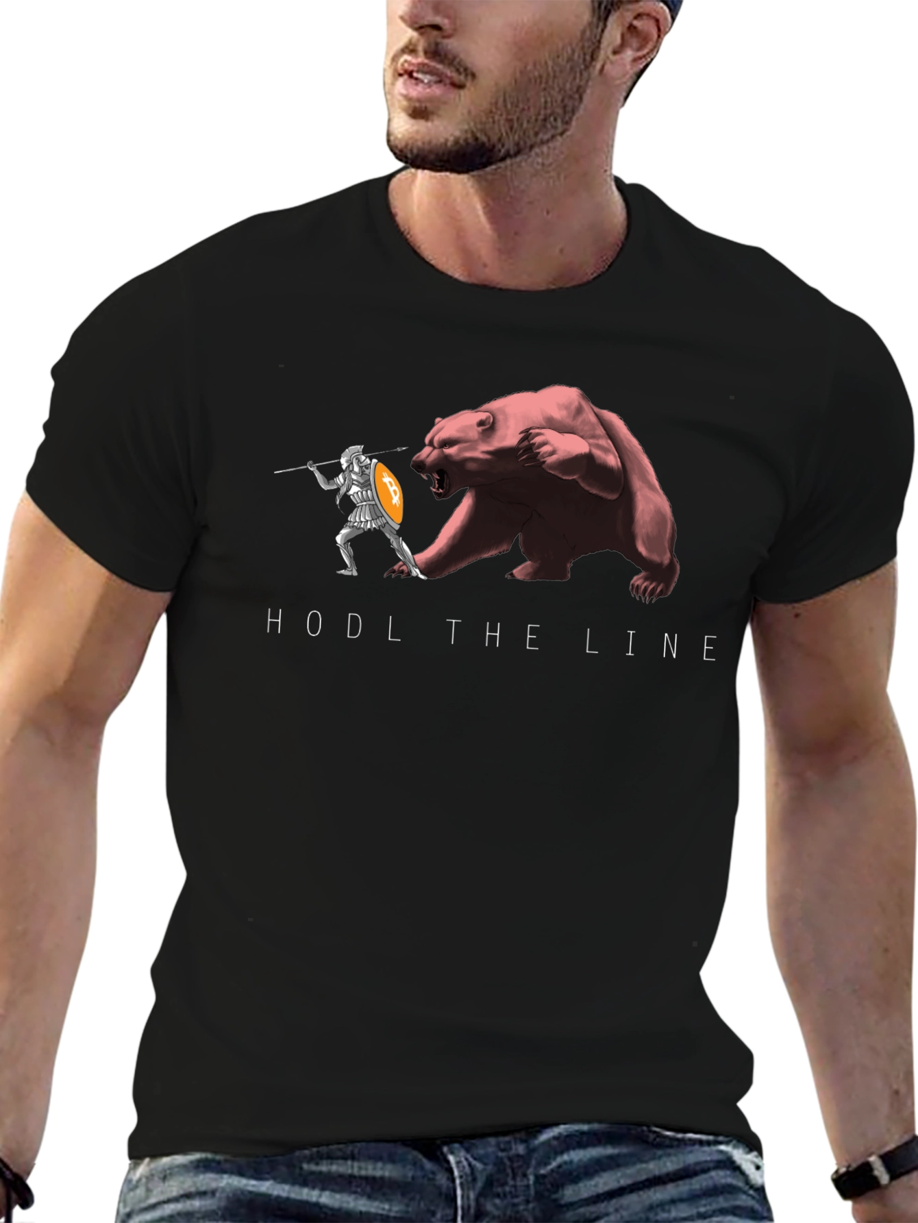 HODL The Line Black T-Shirt - Crypto Warrior