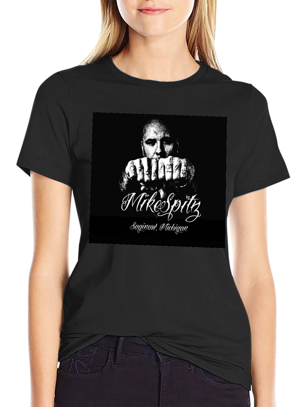 Mike Spitz Black Graphic T-Shirt