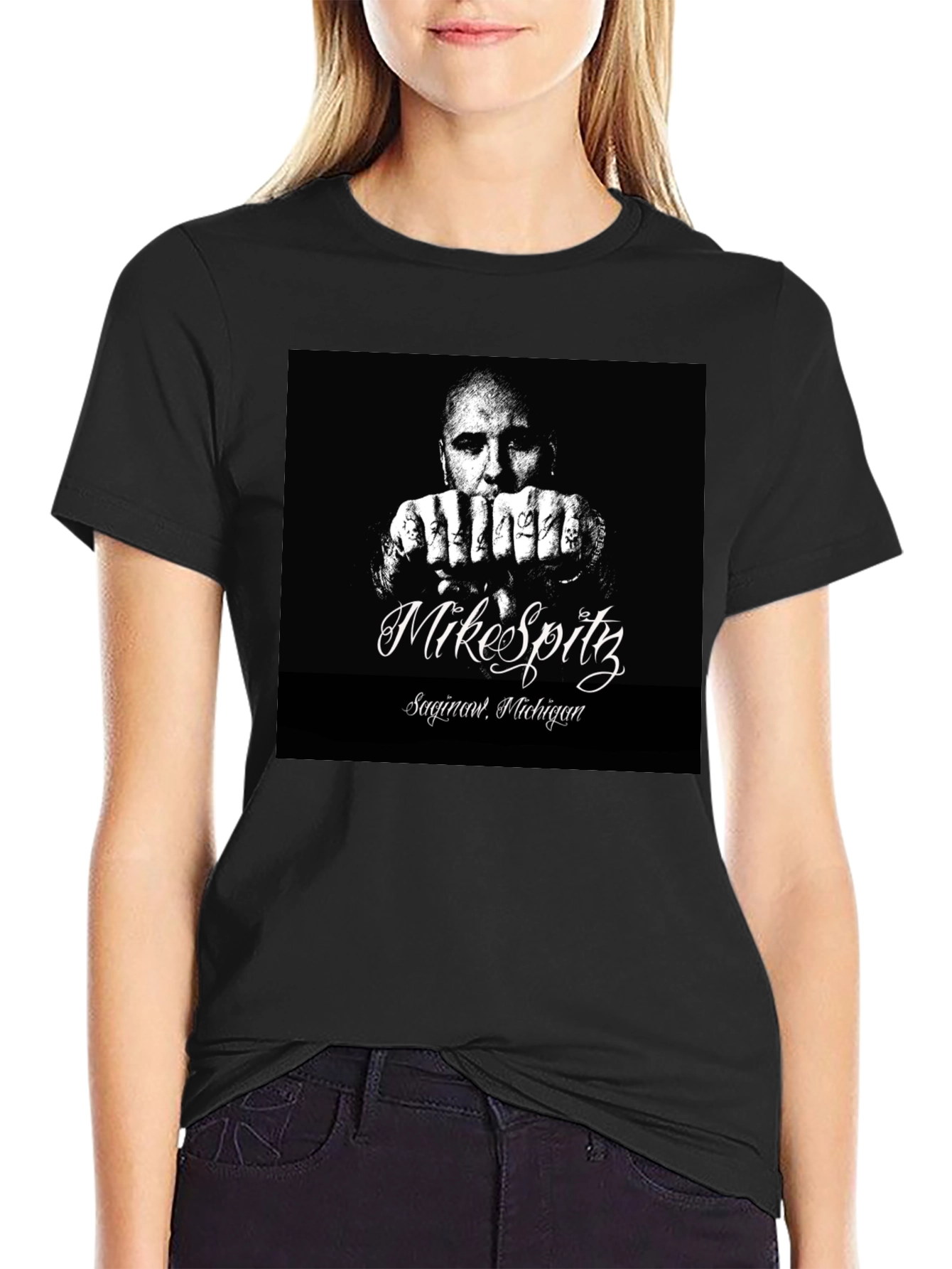 Mike Spitz Black Graphic T-Shirt
